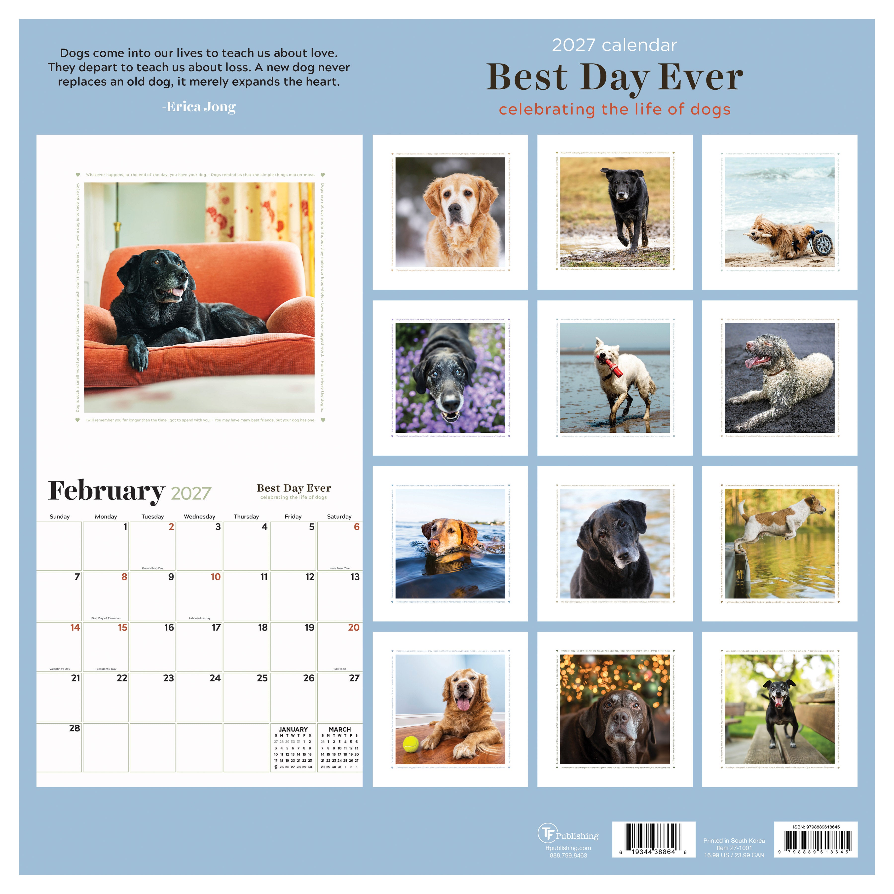 2027 Best Day Ever: Celebrating The Life of Dogs - Square Wall Calendar