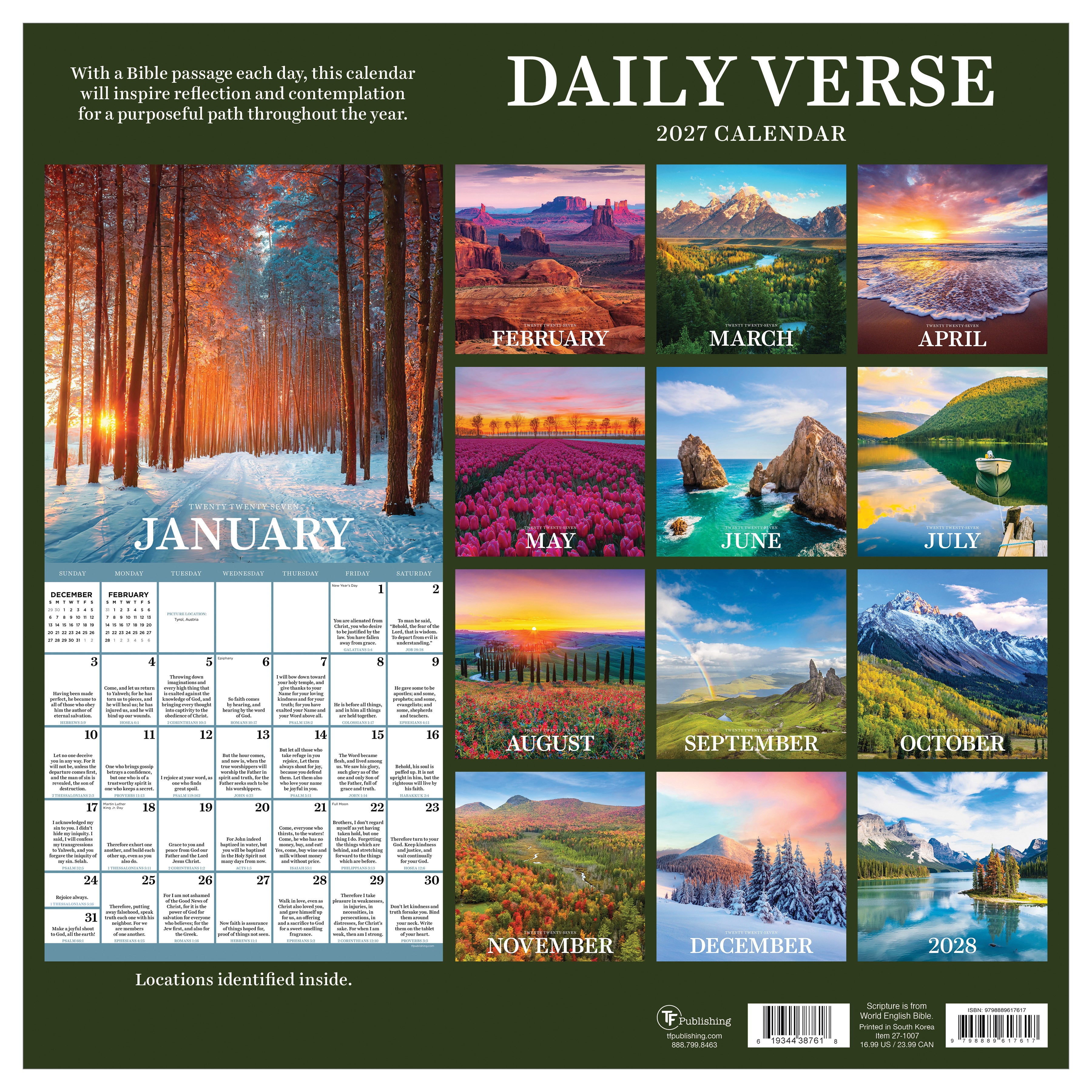 2027 Daily Verse - Square Wall Calendar