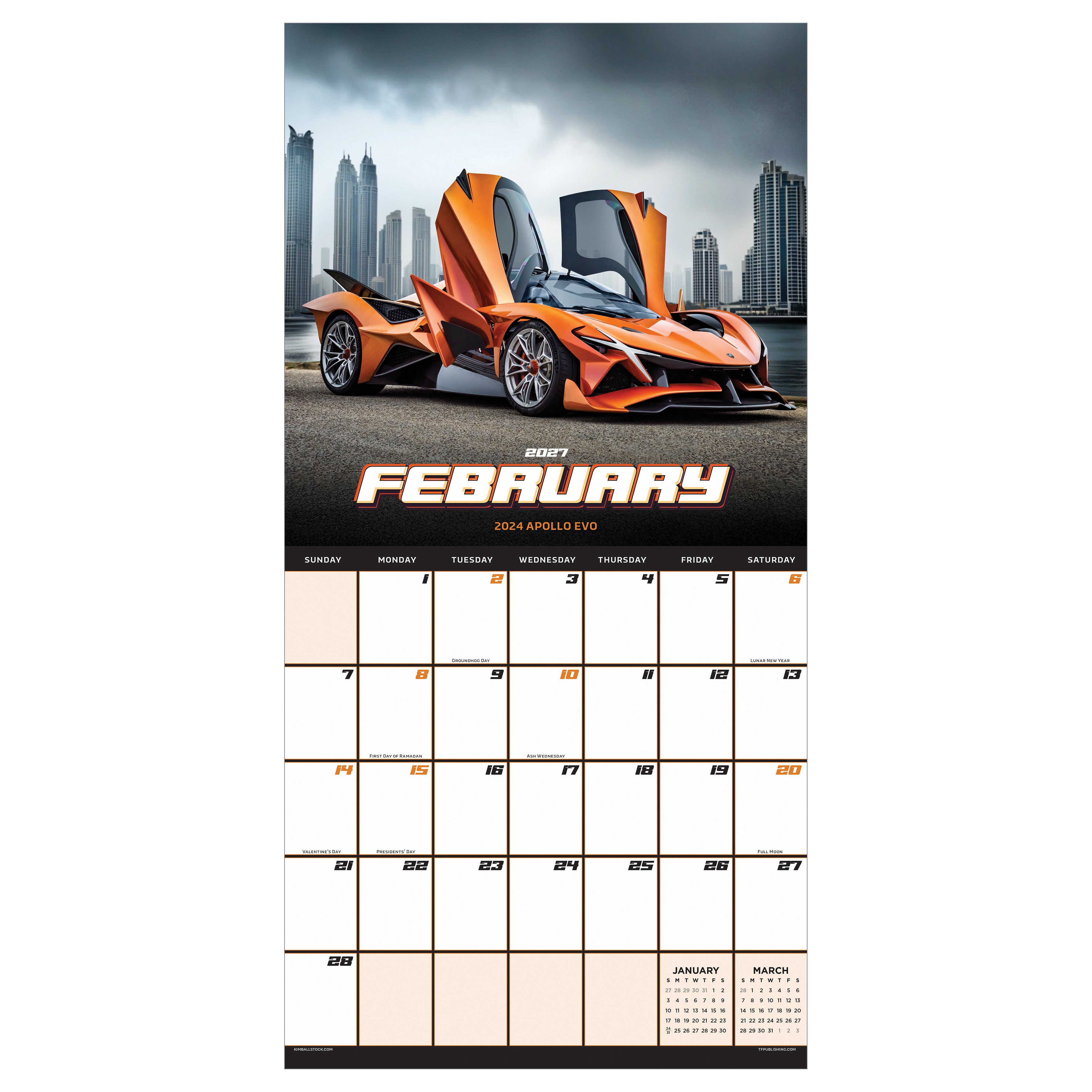 2027 Dream Cars - Square Wall Calendar