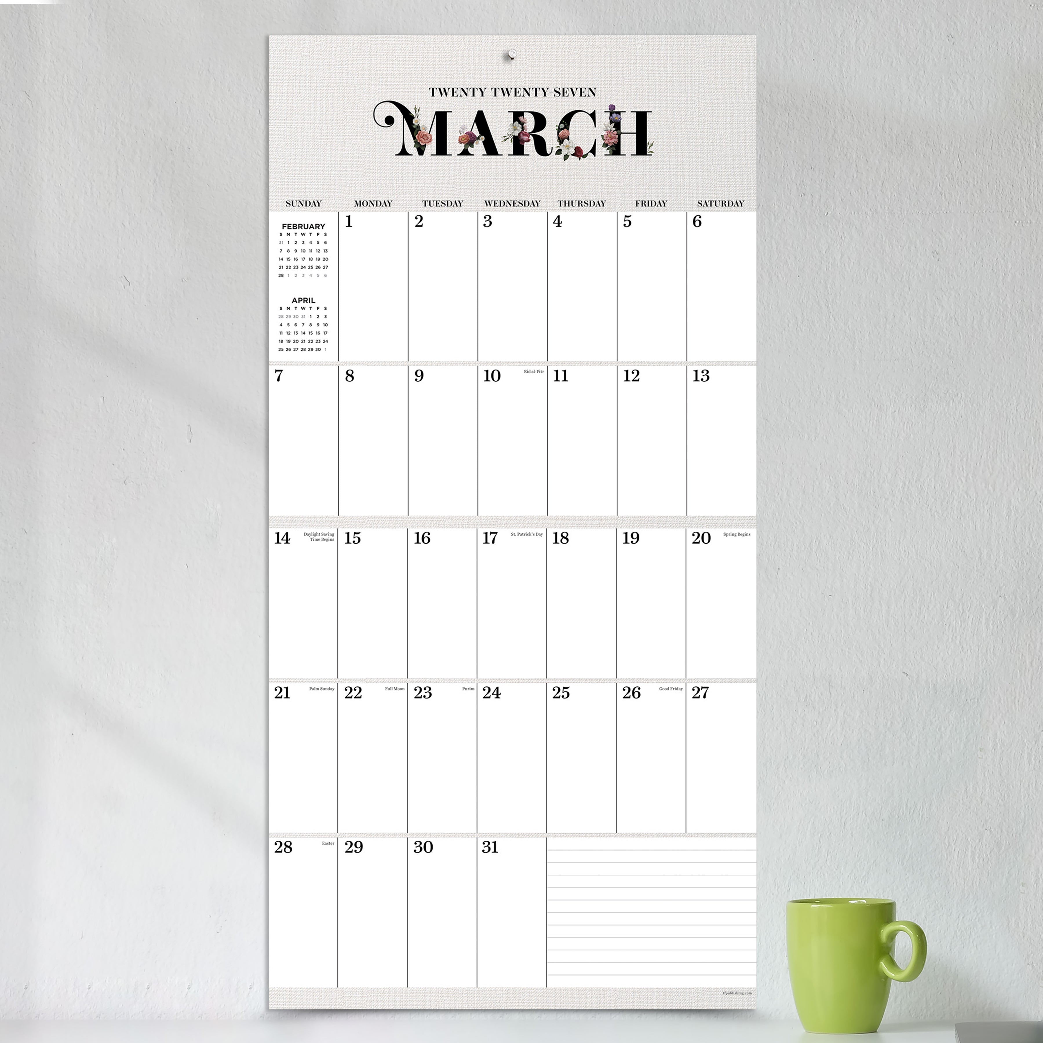 2027 Big Grid-Floral - Square Wall Calendar