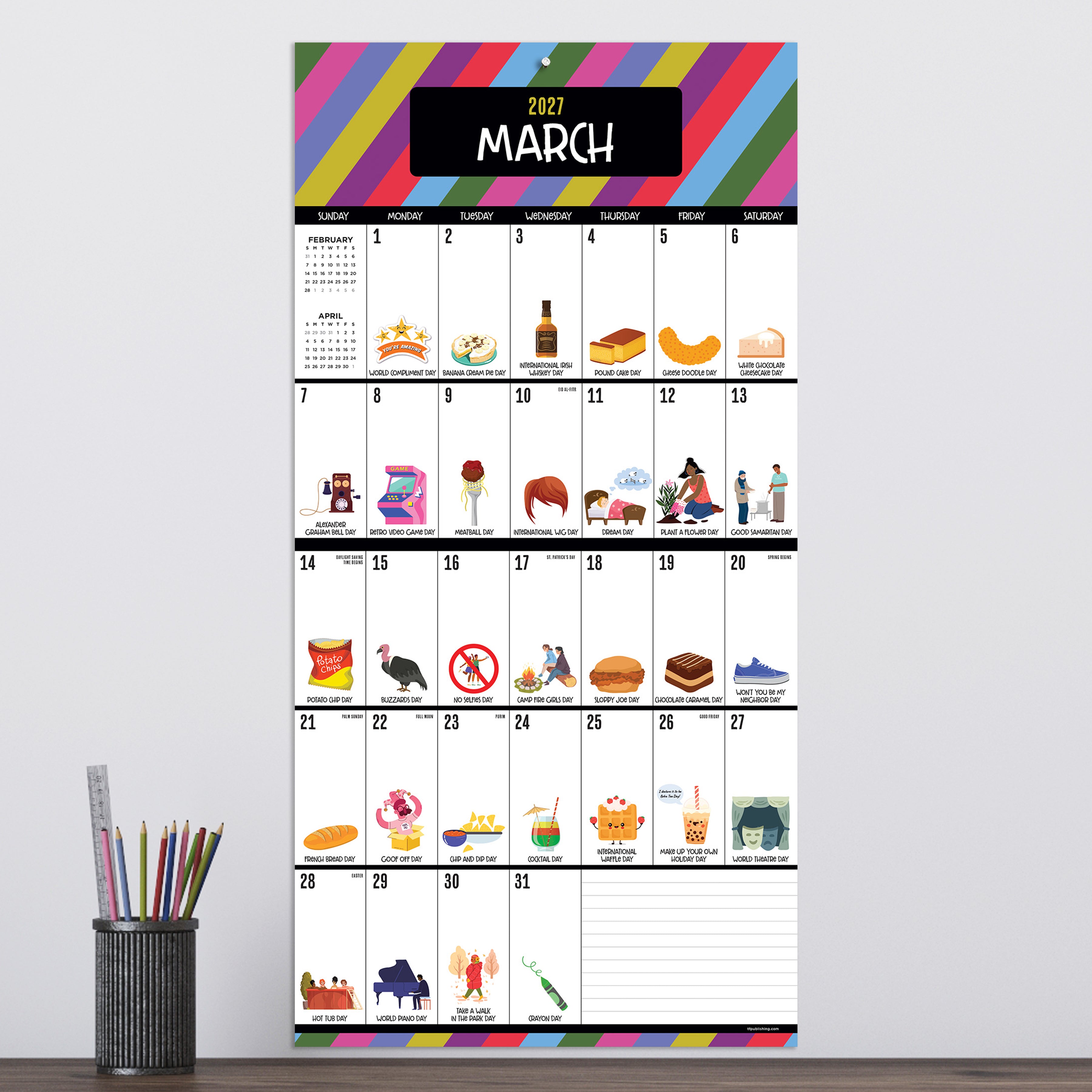 2027 Every Day's A Holiday - Square Wall Calendar