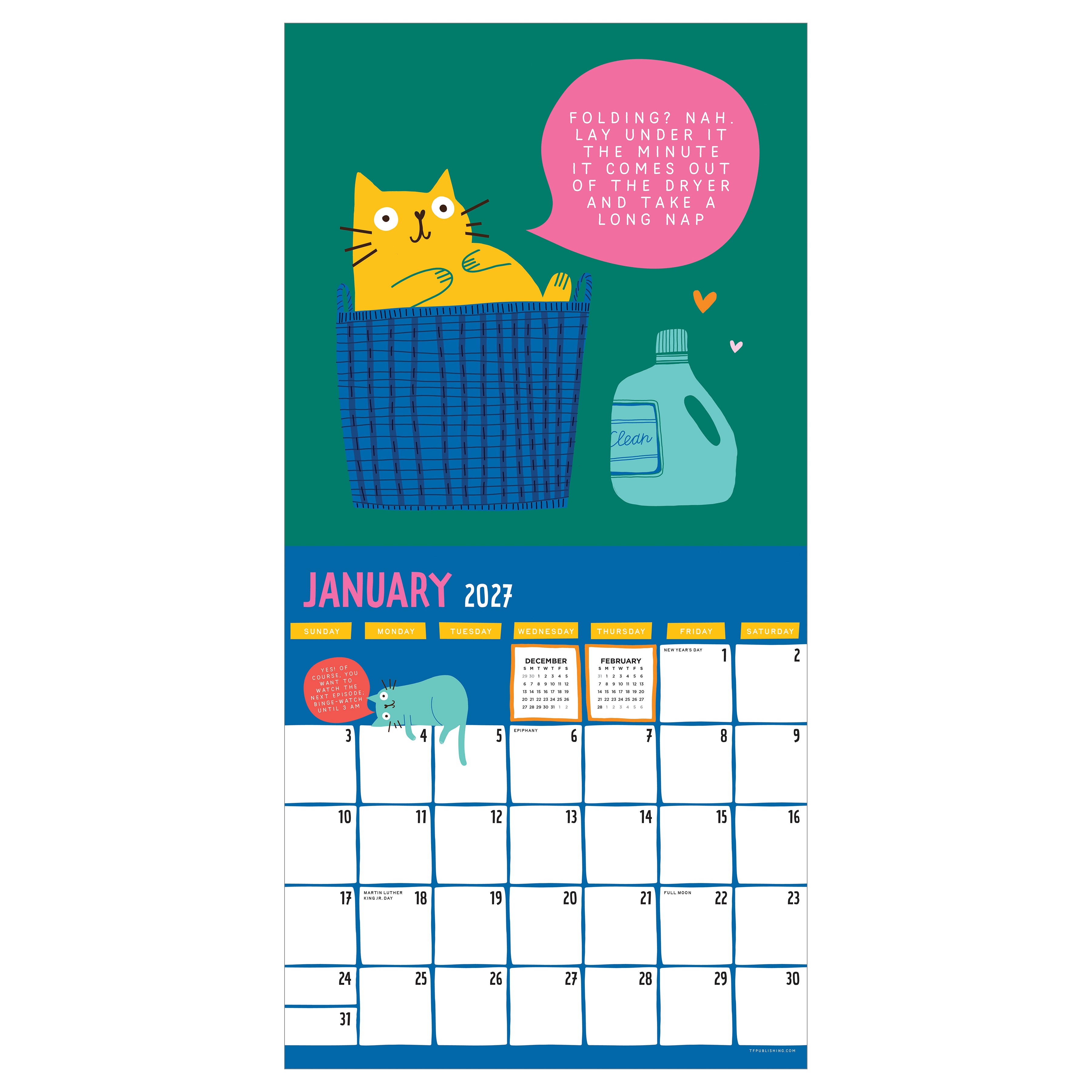 2027 Cat vs Adulting - Square Wall Calendar