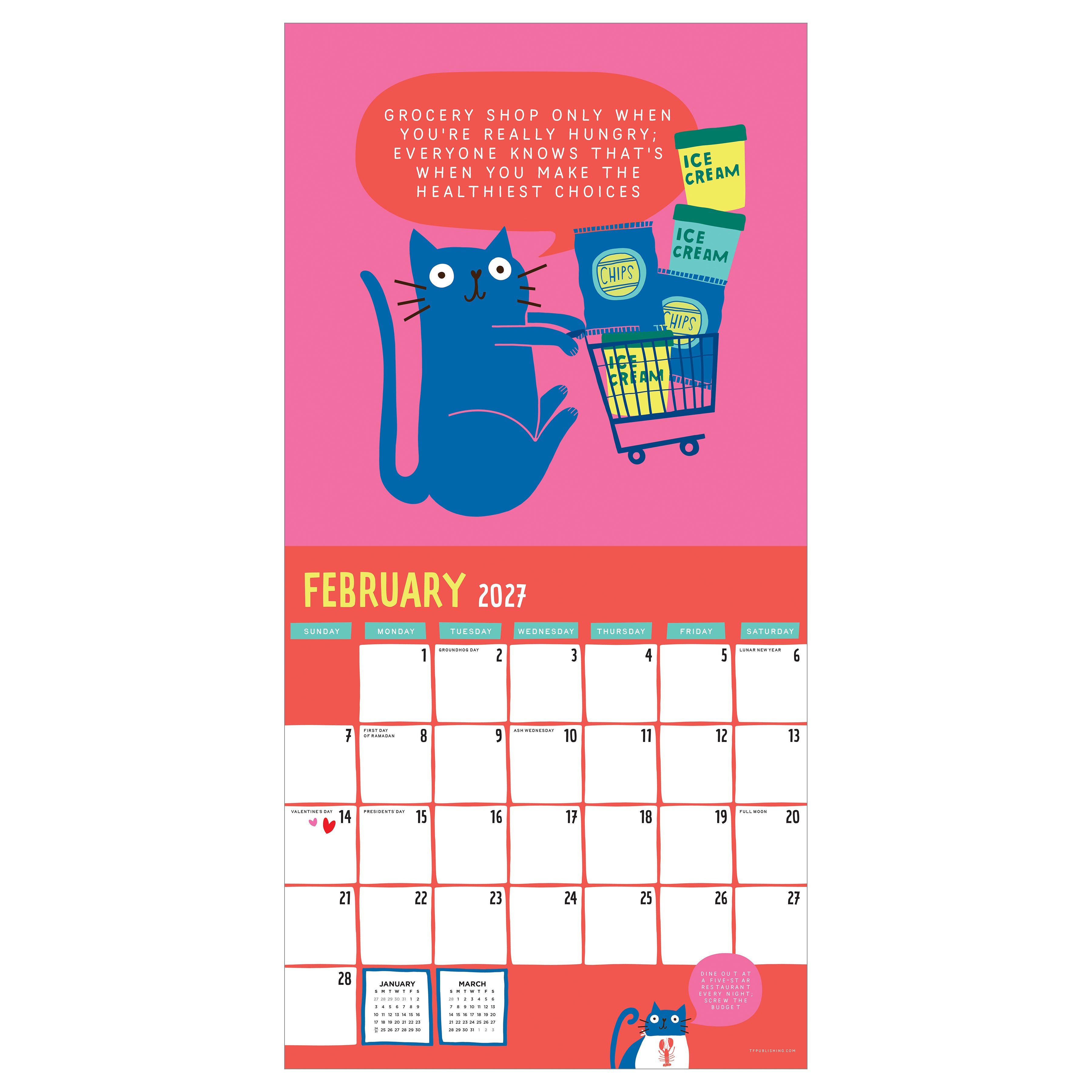 2027 Cat vs Adulting - Square Wall Calendar