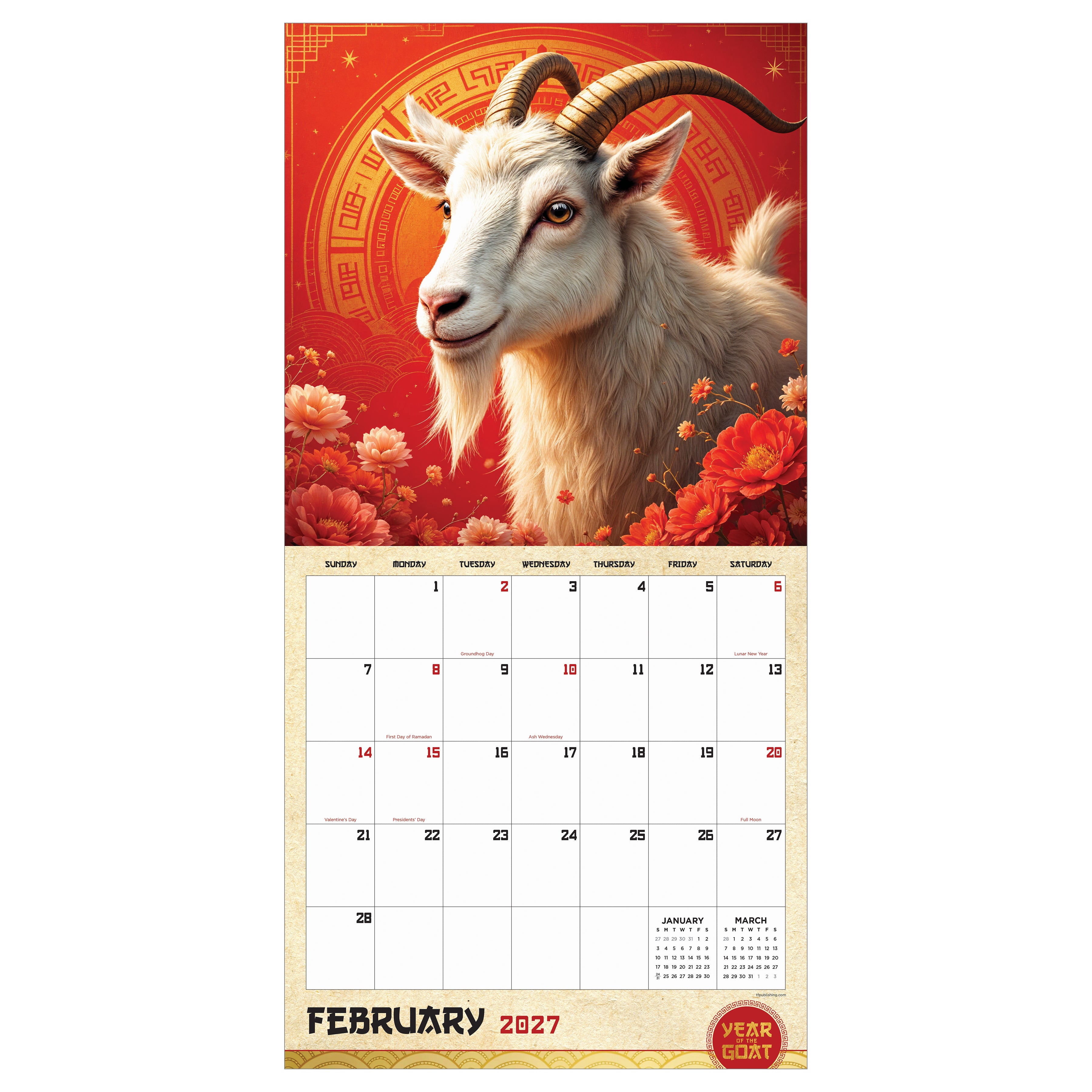 2027 Year of the Goat - Square Wall Calendar