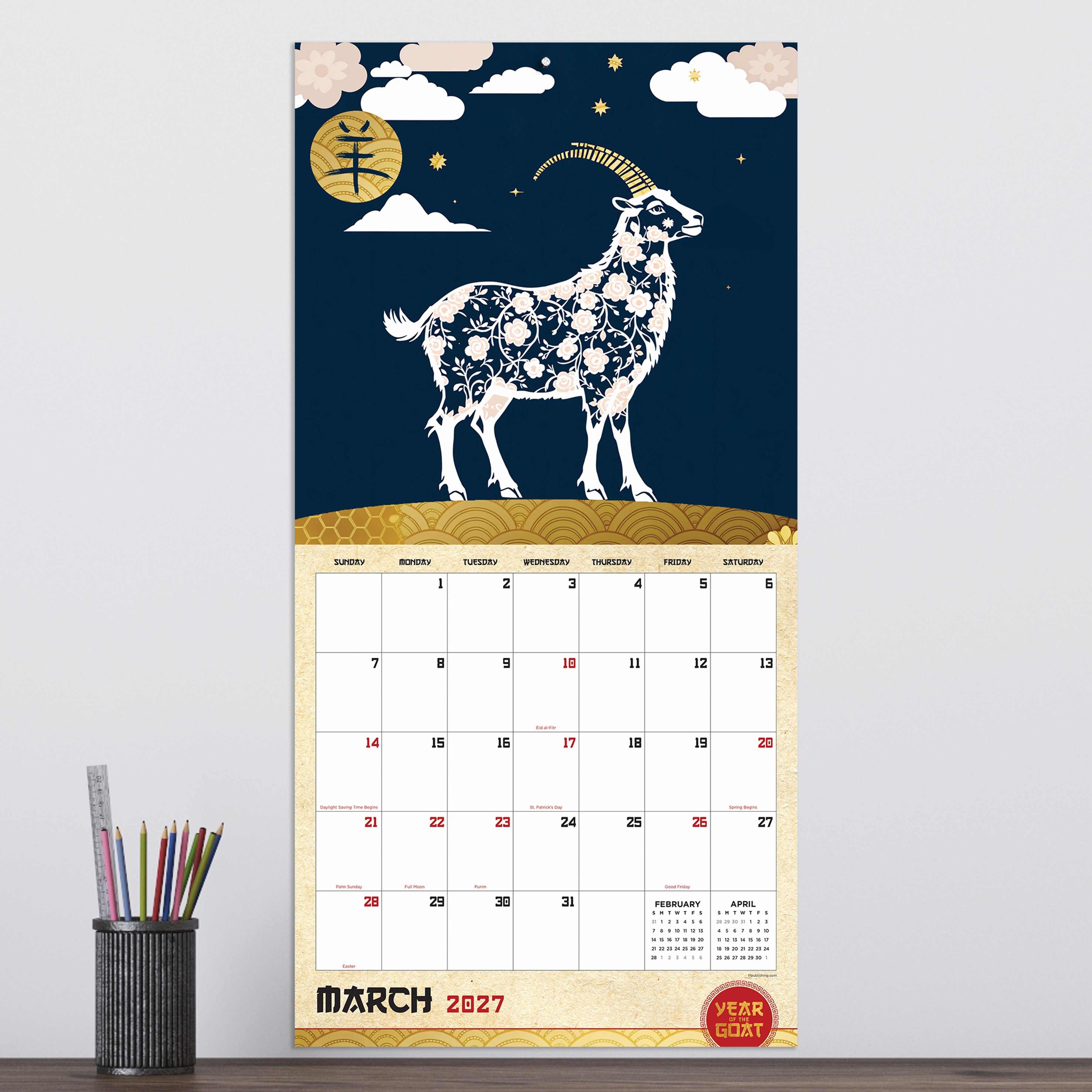 2027 Year of the Goat - Square Wall Calendar