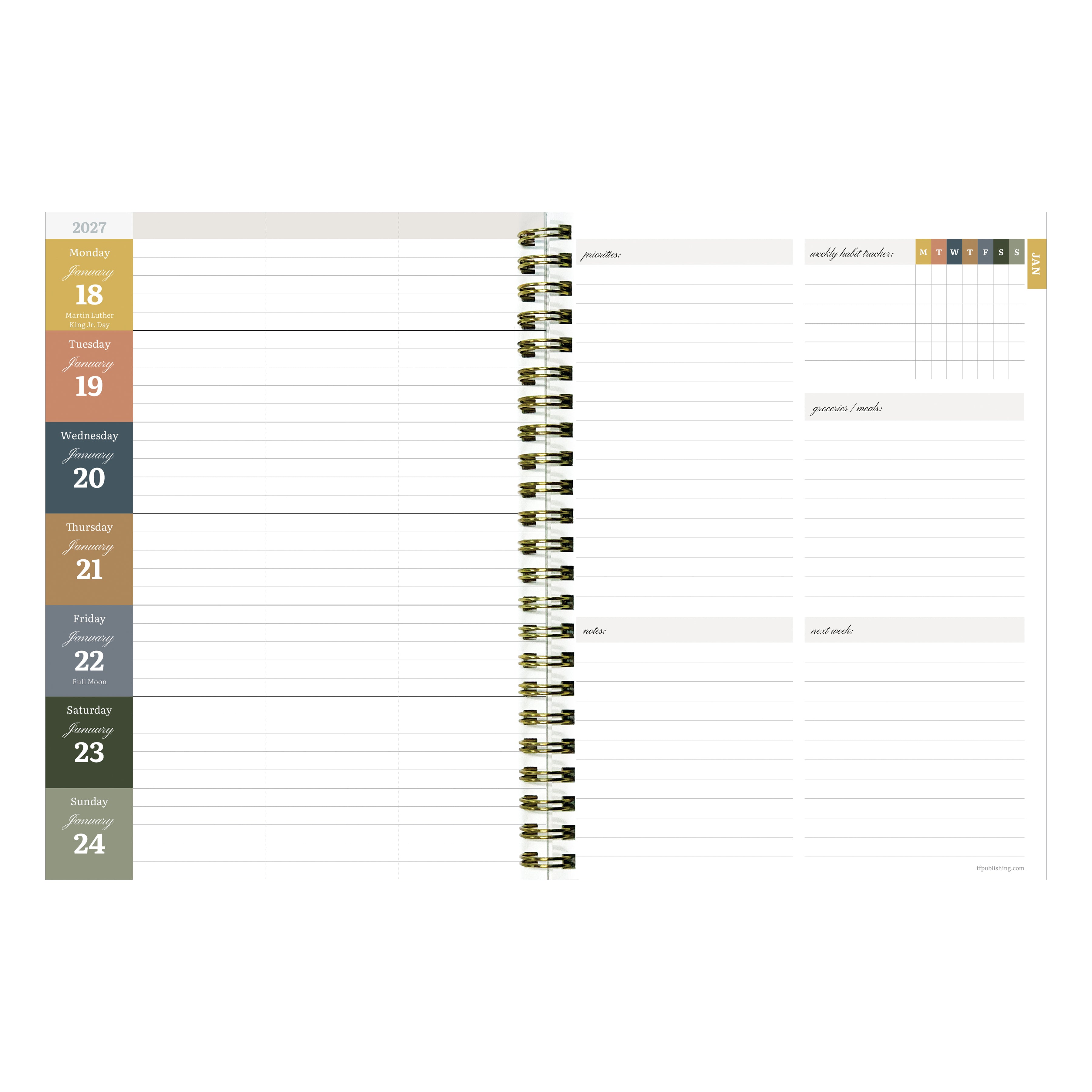 2027 Blooms of Blue - Medium Weekly and Monthly Diary/Planner