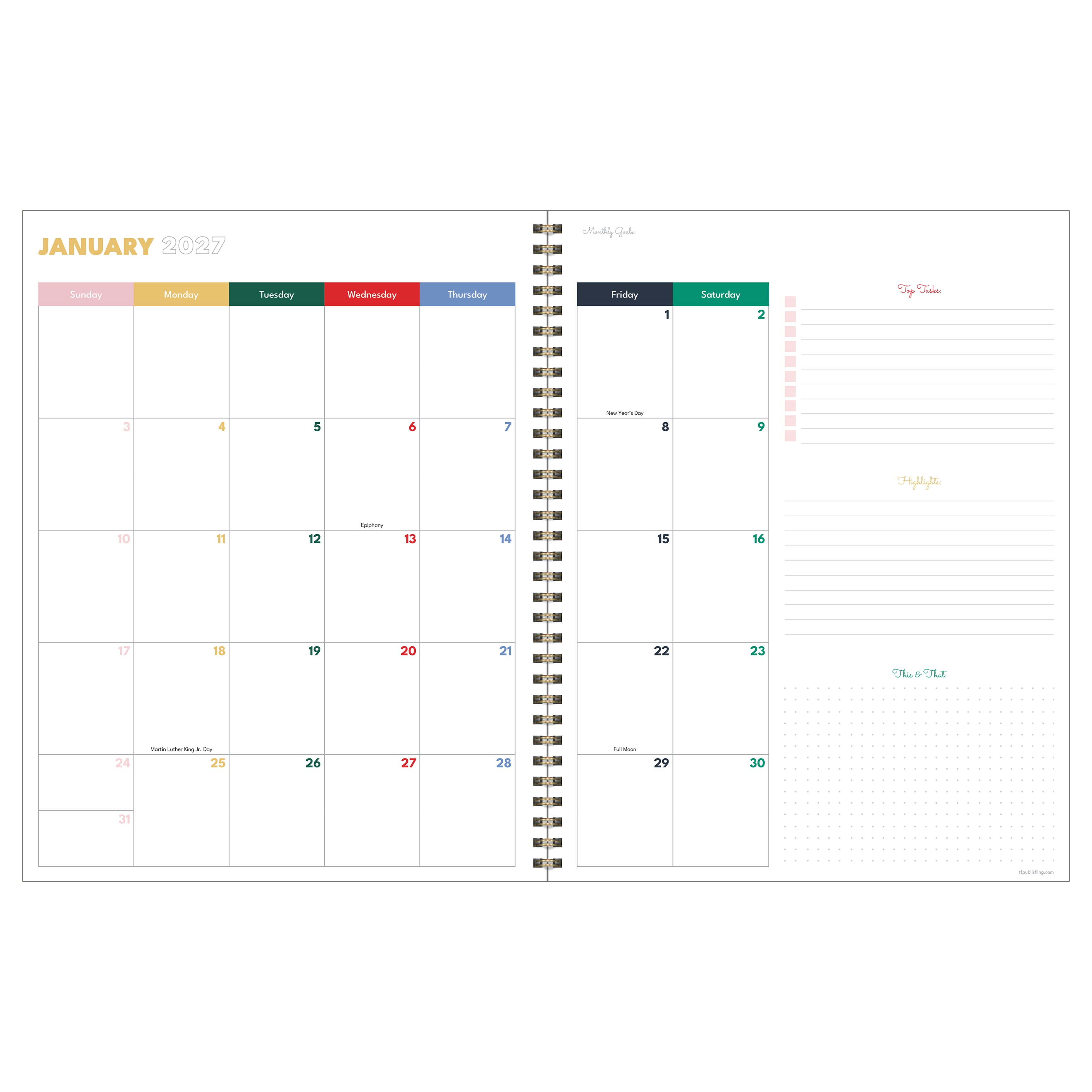 2027 On the Green Stripe - Large Weekly and Monthly Diary/Planner