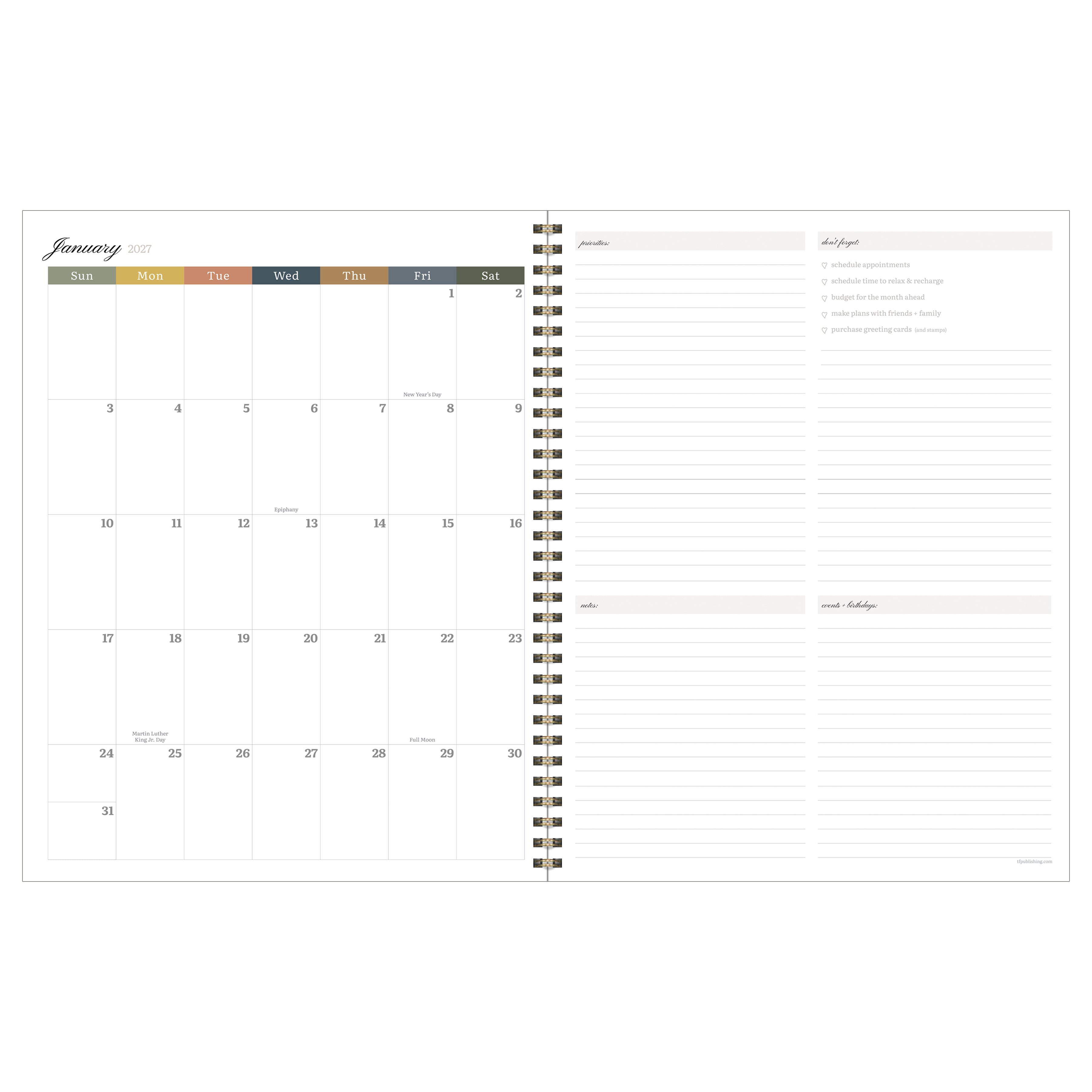 2027 Formal Flowers - Large Weekly and Monthly Diary/Planner