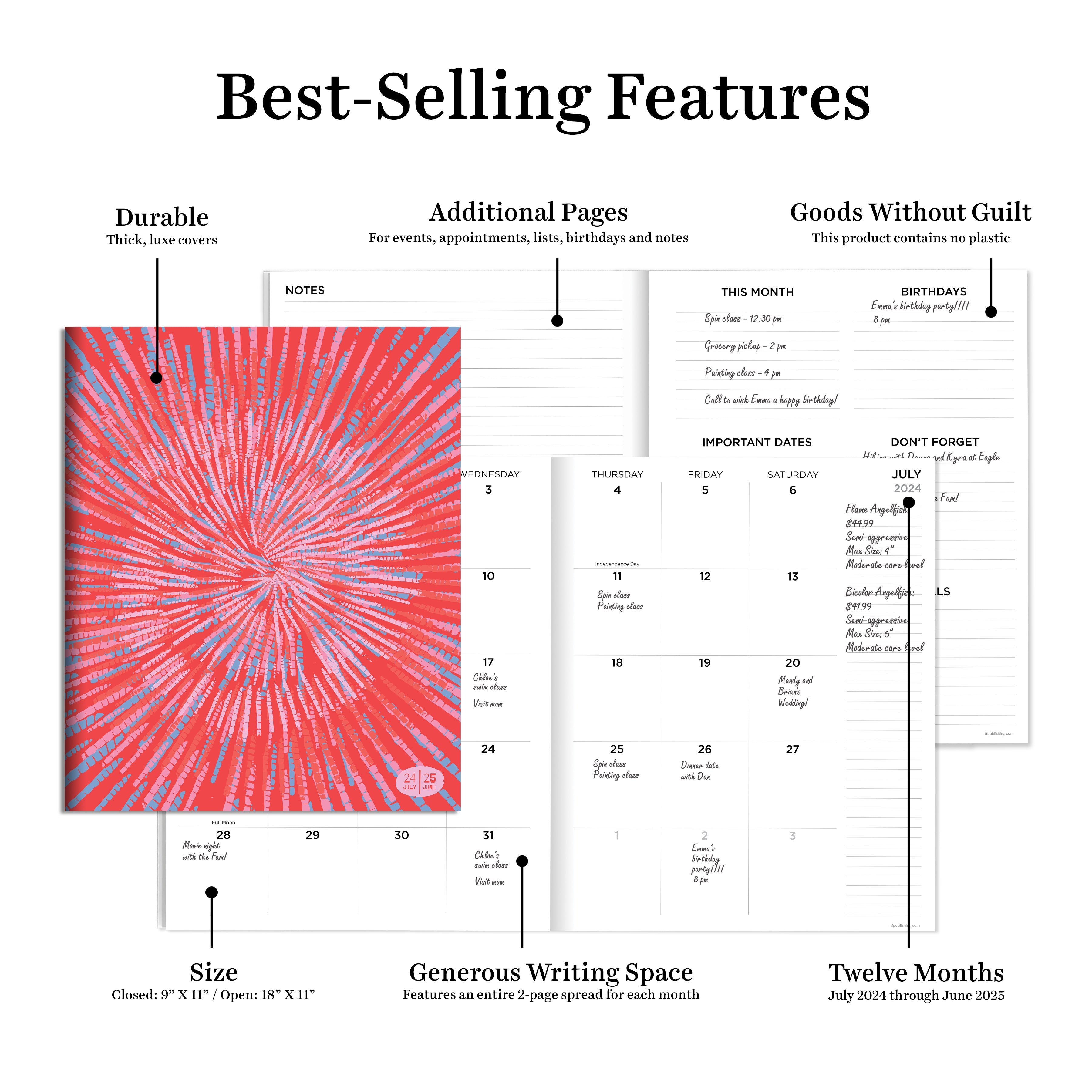 July 2024 - June 2025 Spiral Print - Large Monthly Academic Year Diary/Planner  SOLD OUT