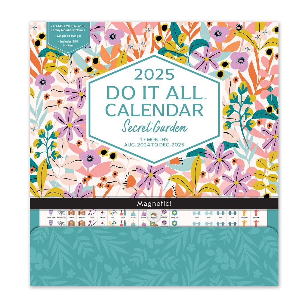 2025 Secret Garden Do It All Wall Family Planner - Deluxe Wall Calendar