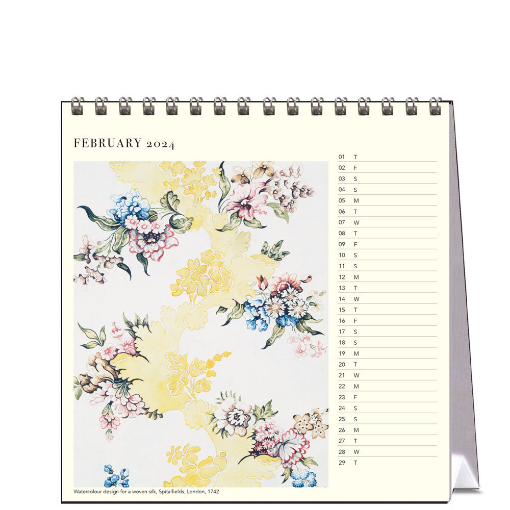 2024 Designs For Rococo Silks - Desk Easel Calendar