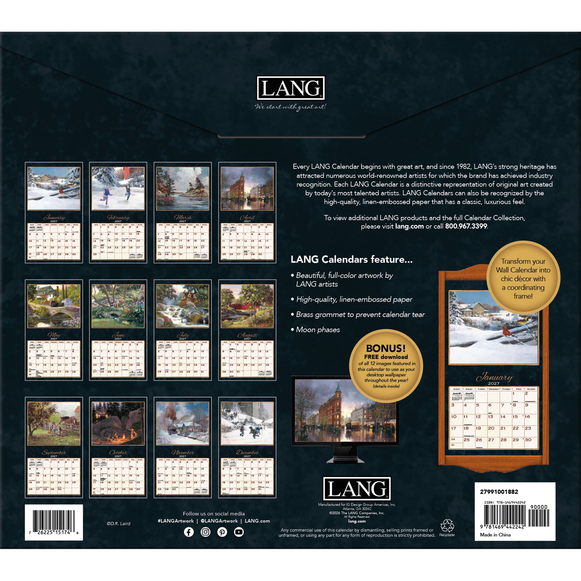 2027 LANG Treasured Times - Deluxe Wall Calendar by D.R. Laird