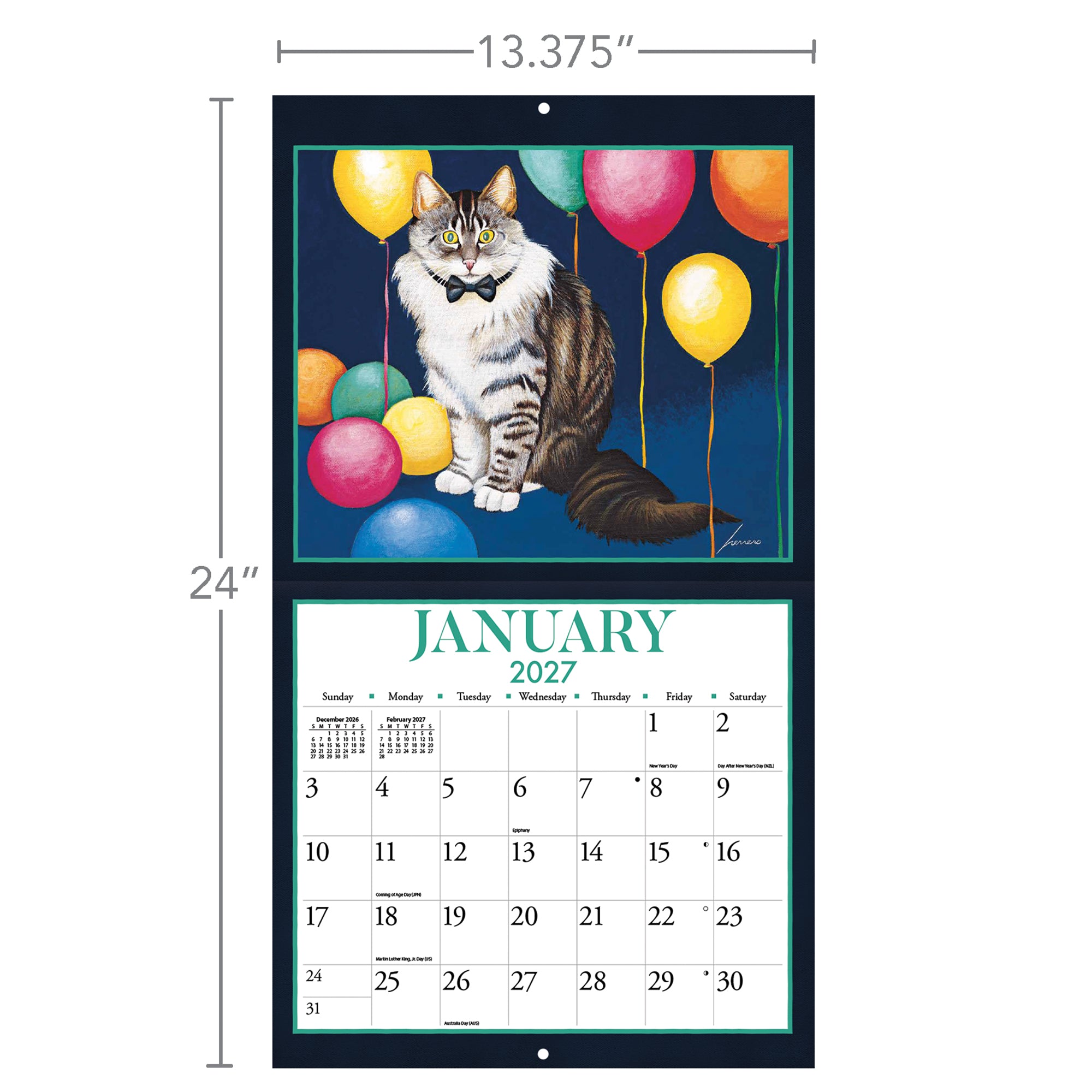 2027 LANG American Cat - Deluxe Wall Calendar by Lowell Herrero