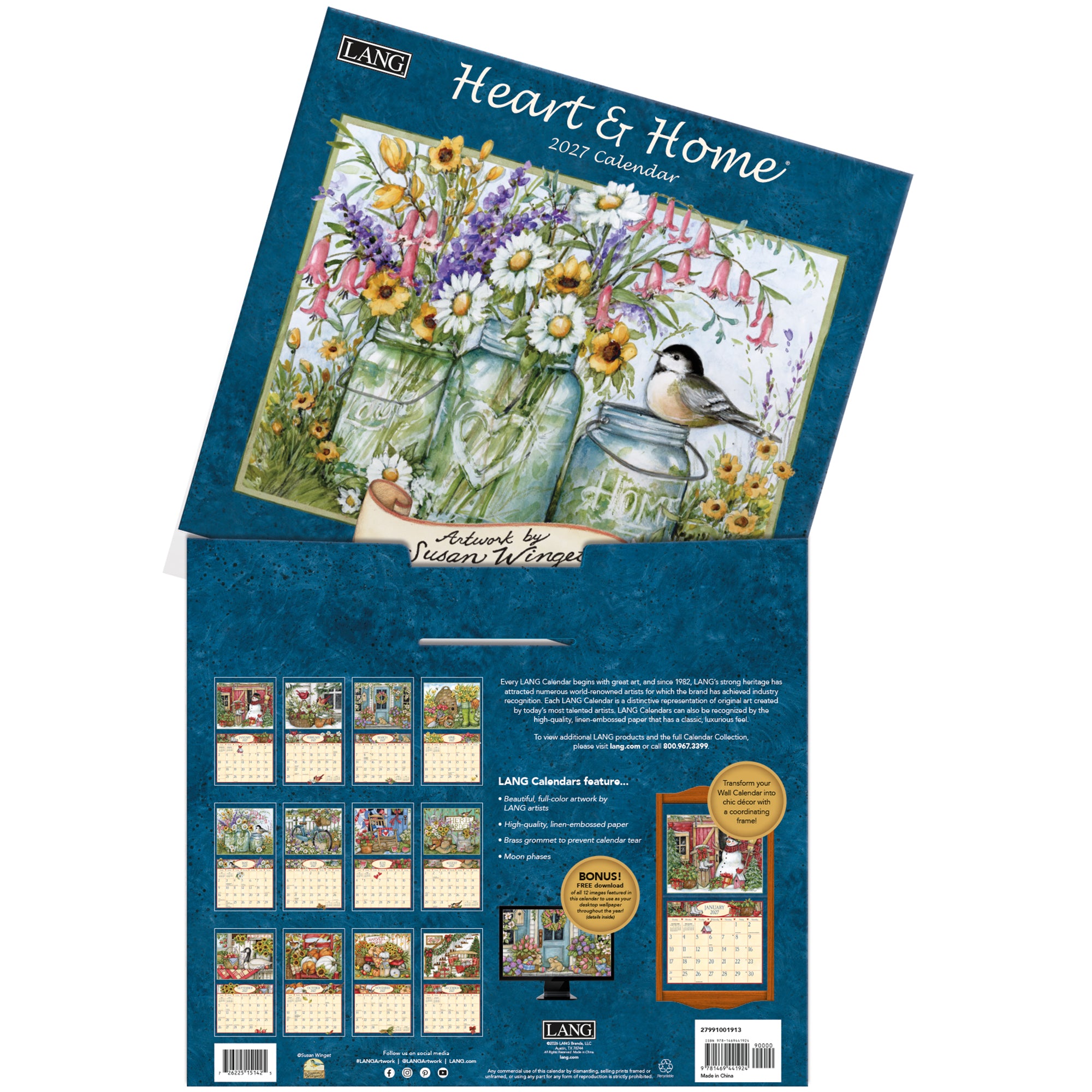 2027 LANG Heart & Home - Deluxe Wall Calendar by Susan Winget