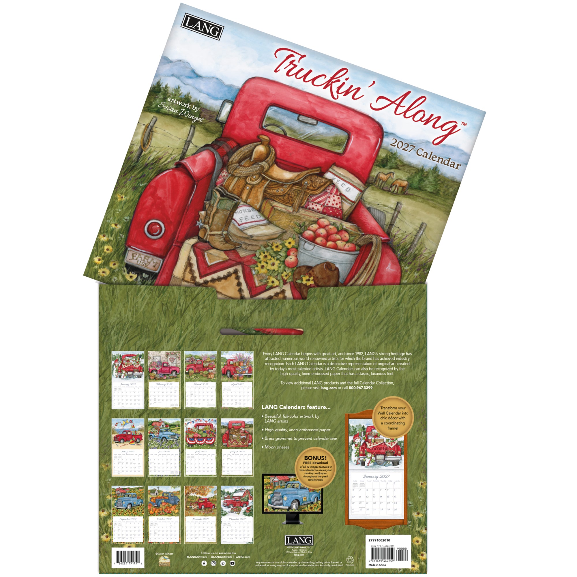 2027 LANG Truckin' Along - Deluxe Wall Calendar by Susan Winget