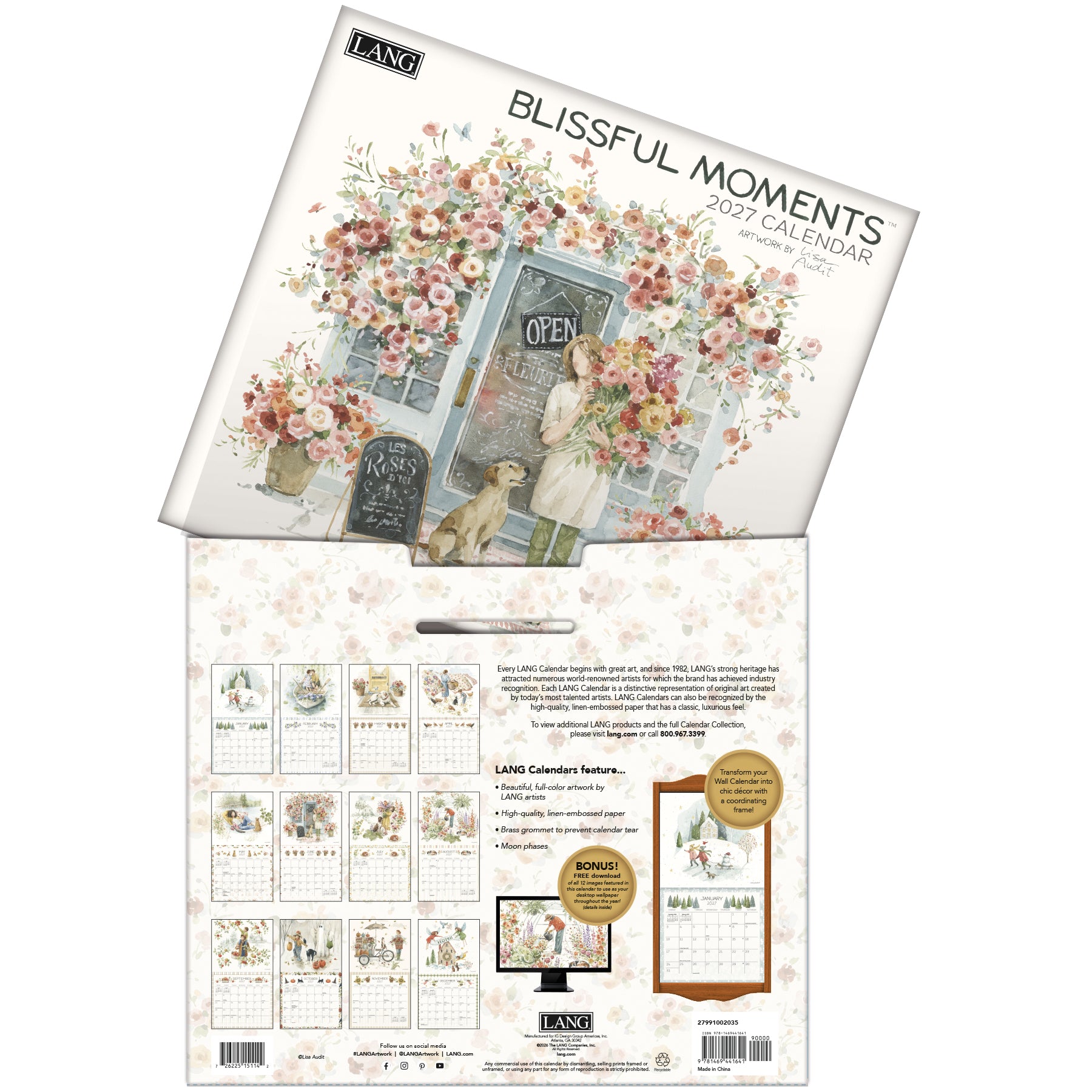 2027 LANG Blissful Moments - Deluxe Wall Calendar by Lisa Audit