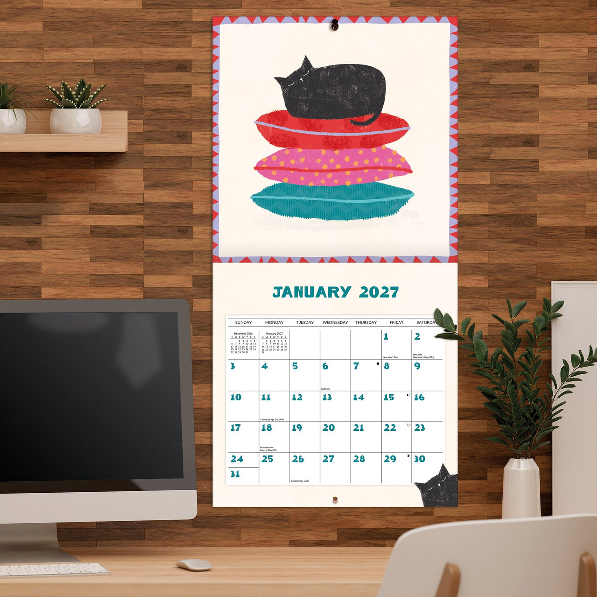 2027 Funky Cats - Square Wall Calendar