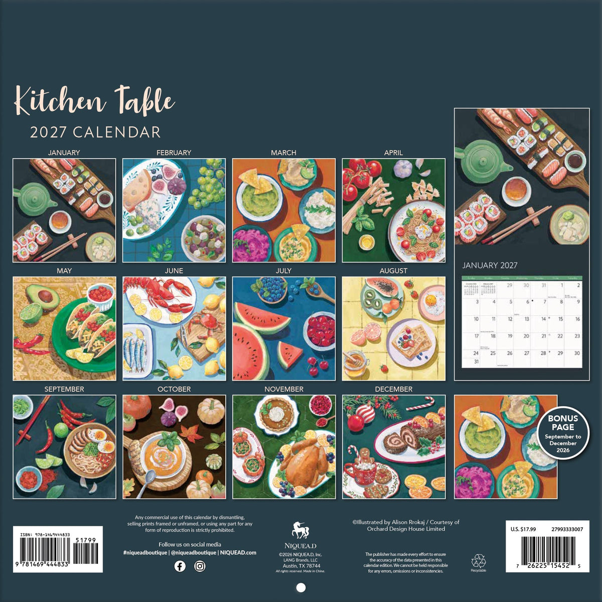 2027 Kitchen Table - Square Wall Calendar