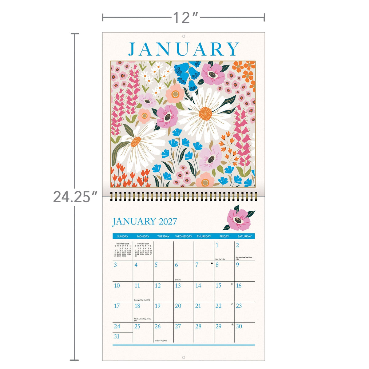 2027 In Bloom - Spiral Square Wall Calendar