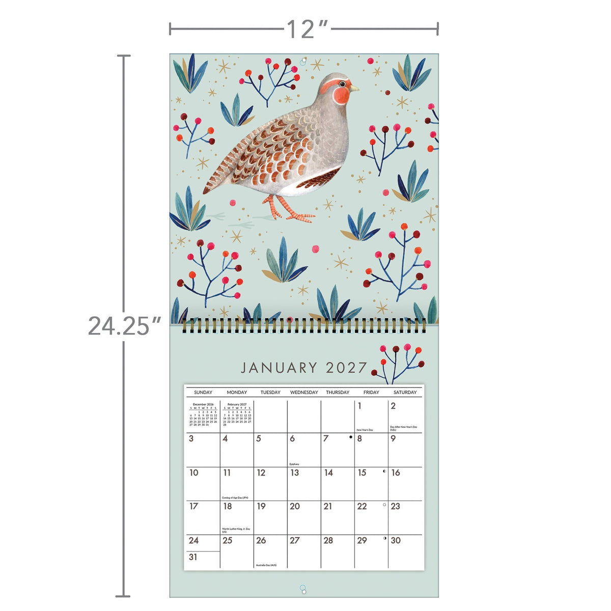 2027 Wonder Of Birds - Spiral Square Wall Calendar