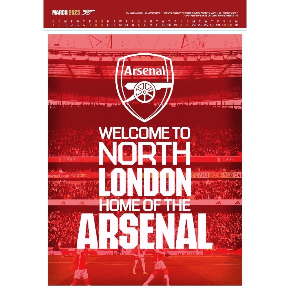 2025 Arsenal Fc - A3 Deluxe Wall Calendar