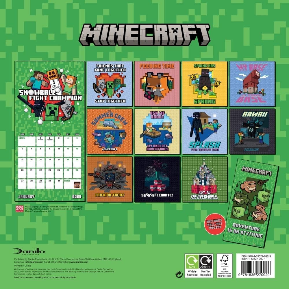 2025 Minecraft - Square Wall Calendar