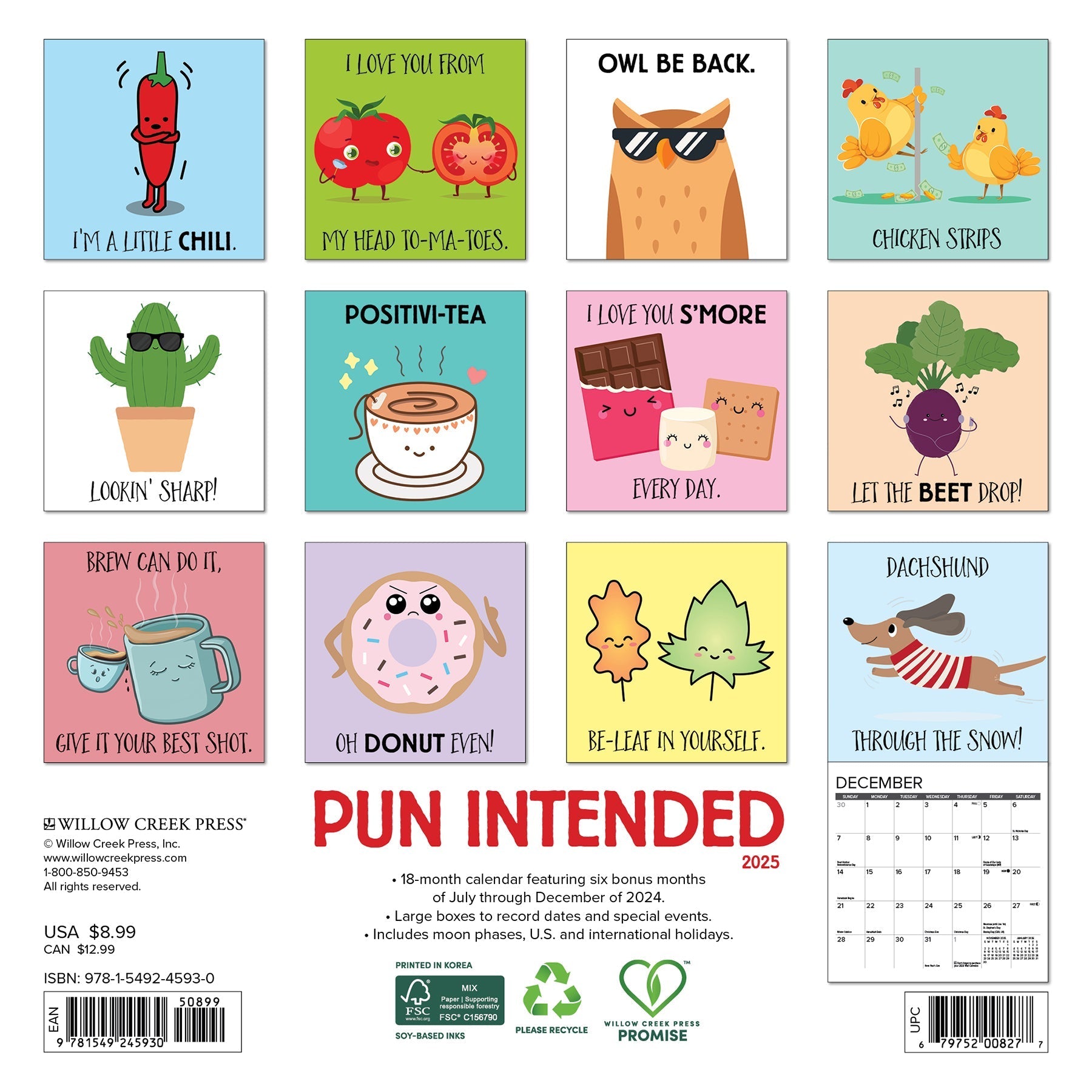 2025 Pun Intended - Mini Wall Calendar (US Only)