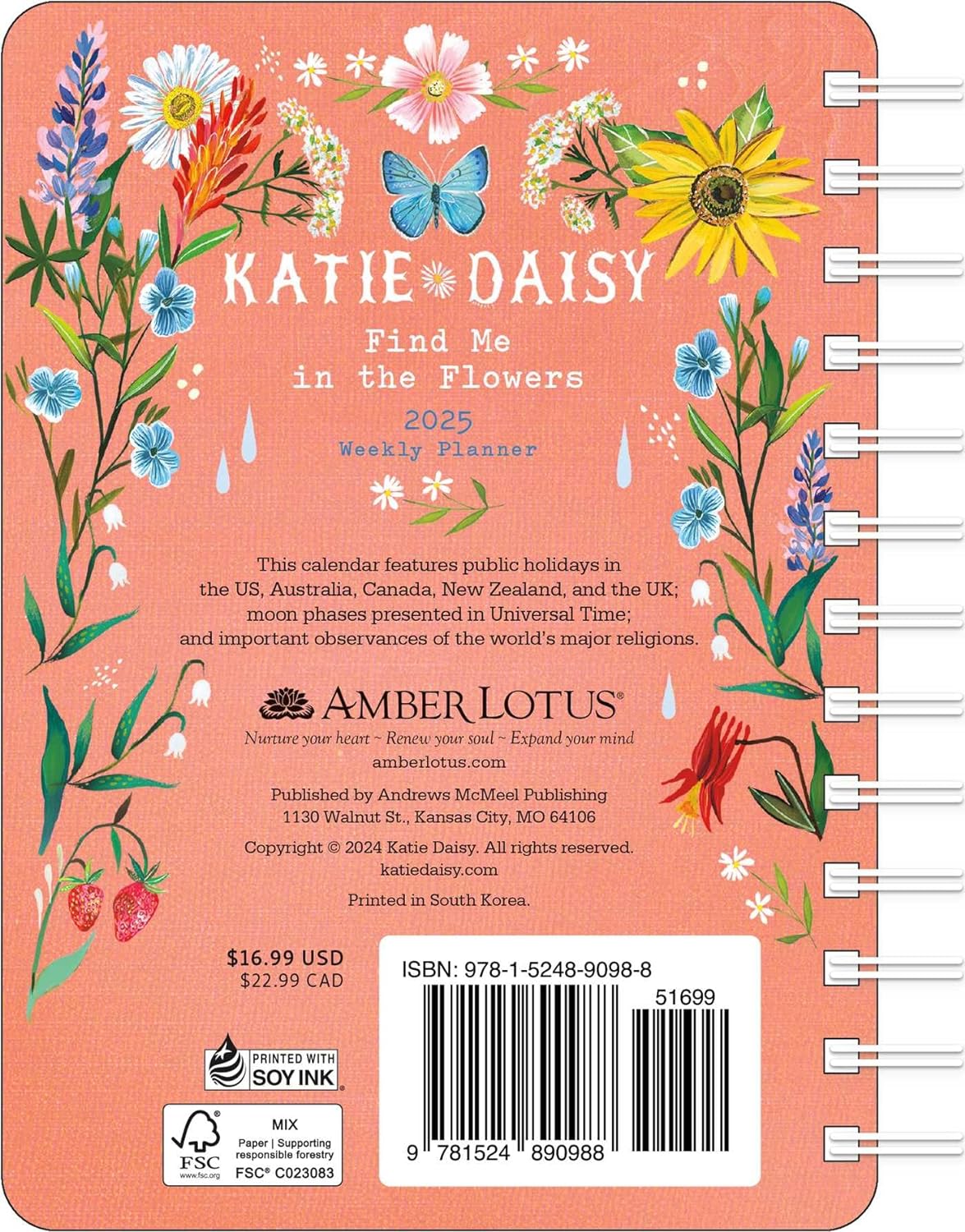 2025 Katie Daisy: Find Me in the Flowers - Monthly & Weekly Diary/Planner