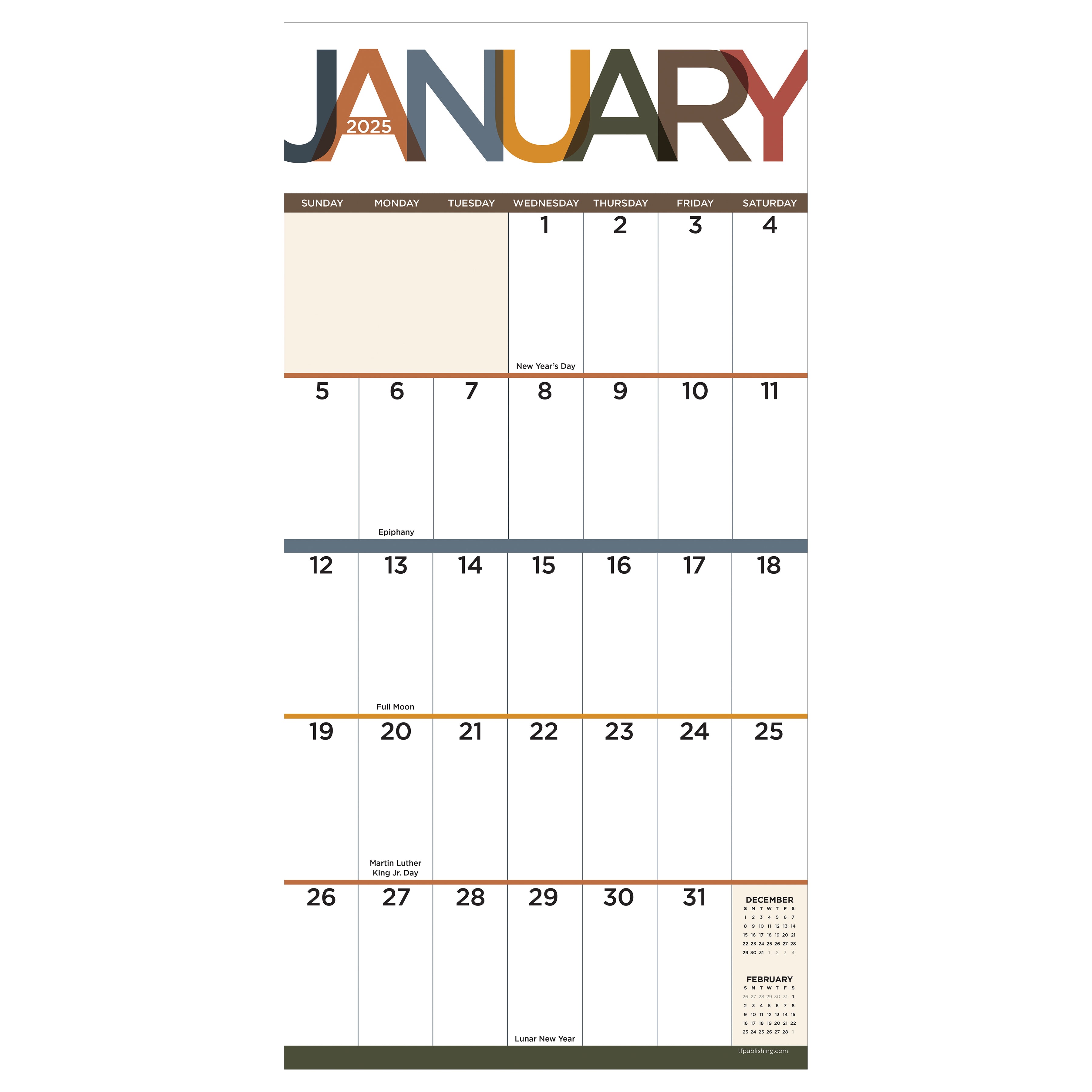2025 Big Print - Square Wall Calendar