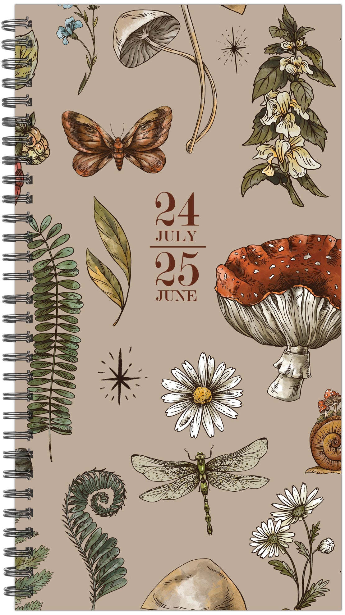 July 2024 - June 2025 Woodland Mushrooms - Small Monthly Academic Year Diary/Planner