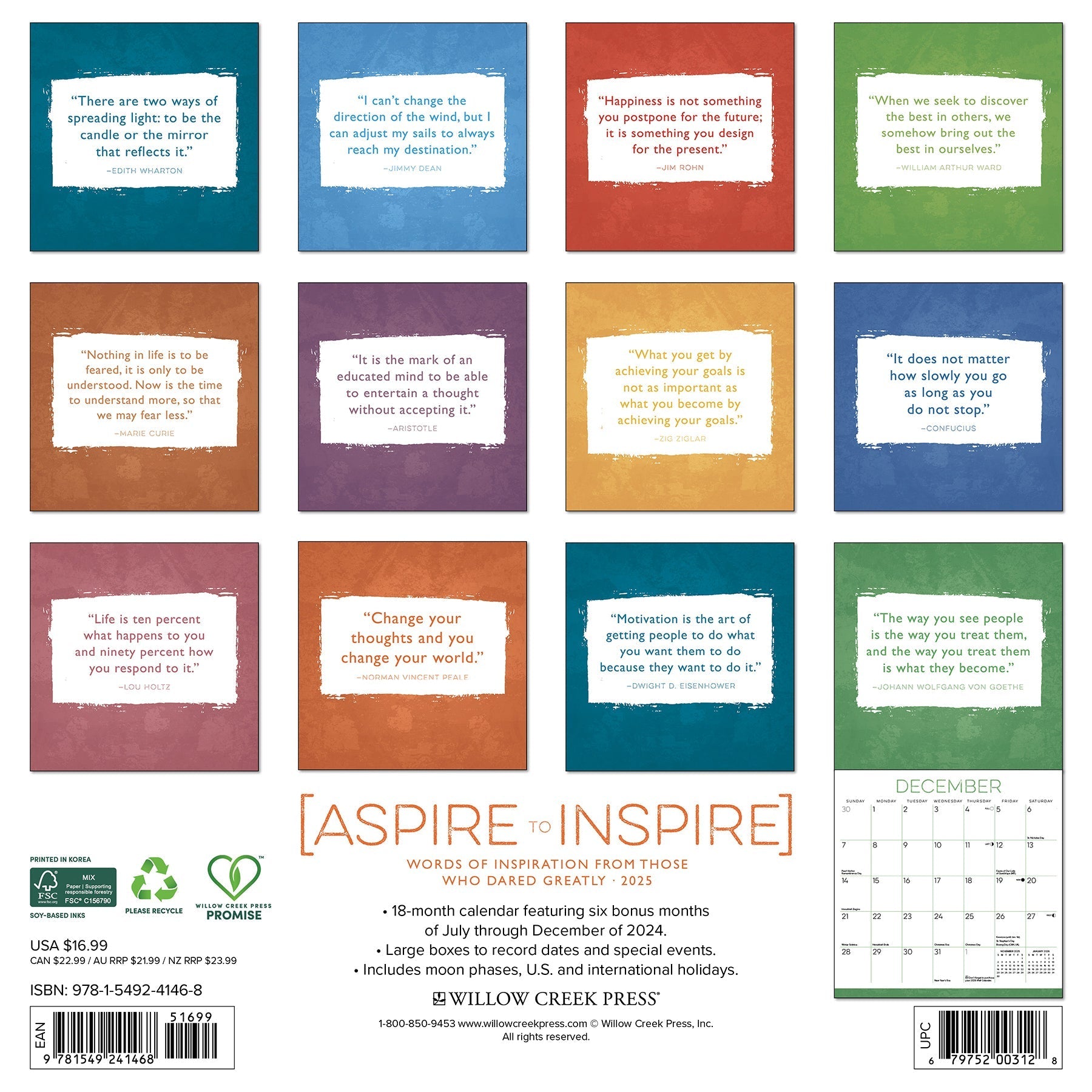 2025 Aspire to Inspire - Square Wall Calendar (US Only)