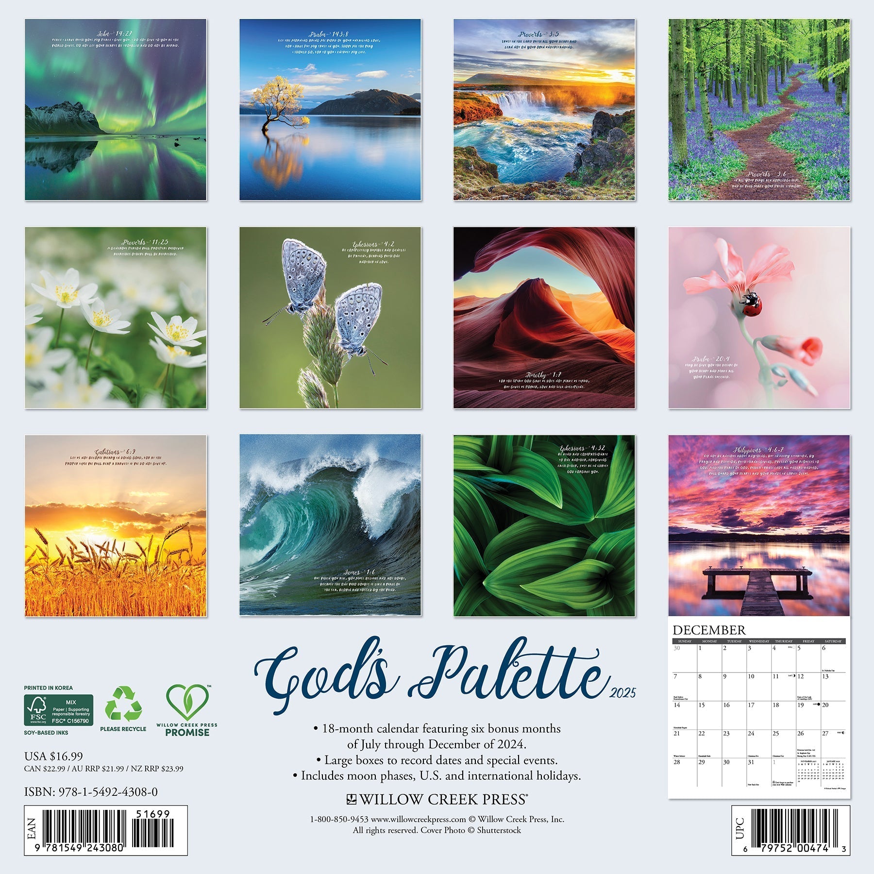 2025 God's Palette - Square Wall Calendar (US Only)