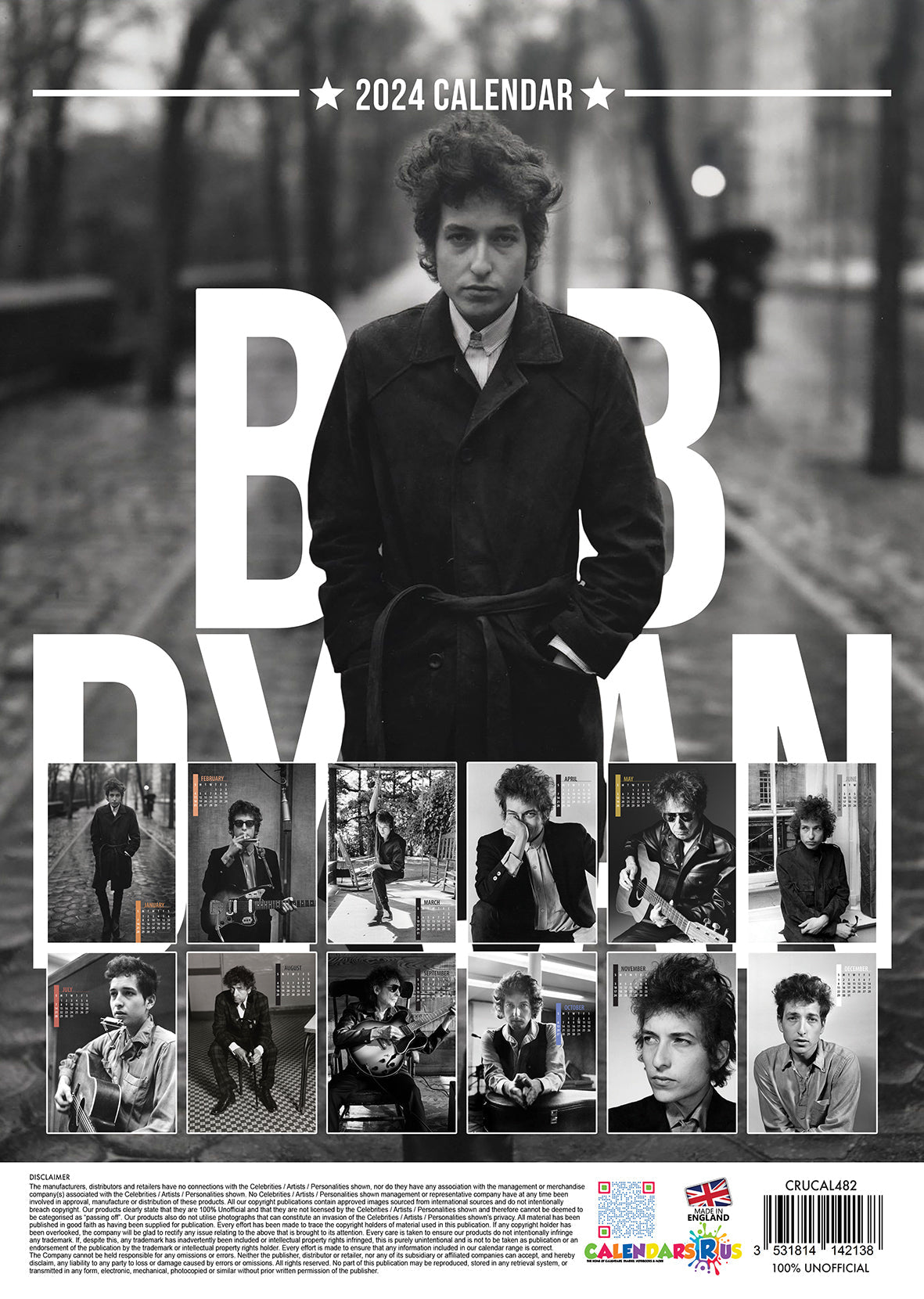 2024 Bob Dylan - A3 Wall Calendar