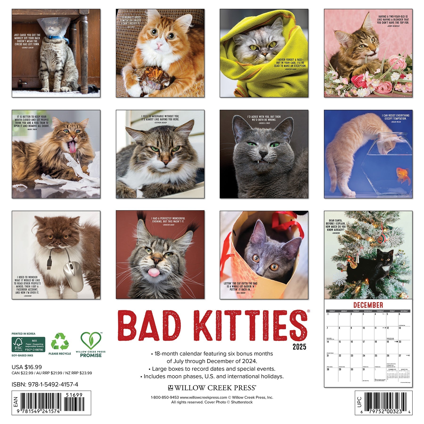 2025 Bad Kitties - Square Wall Calendar (US Only)