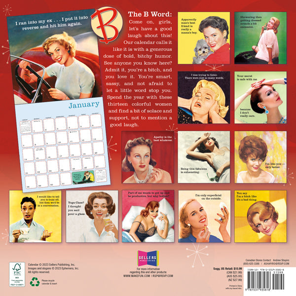 2024 The B Word - Square Wall Calendar