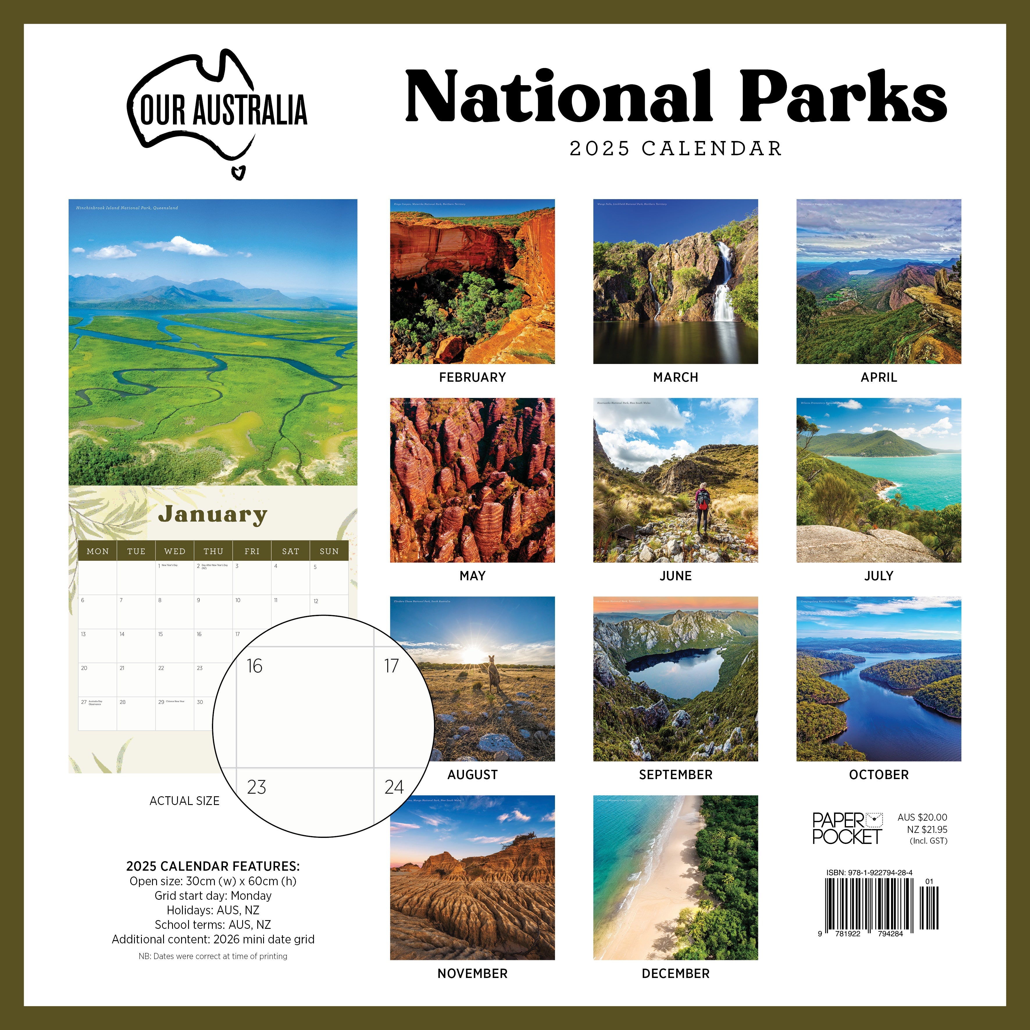 2025 Our Australia National Parks - Square Wall Calendar