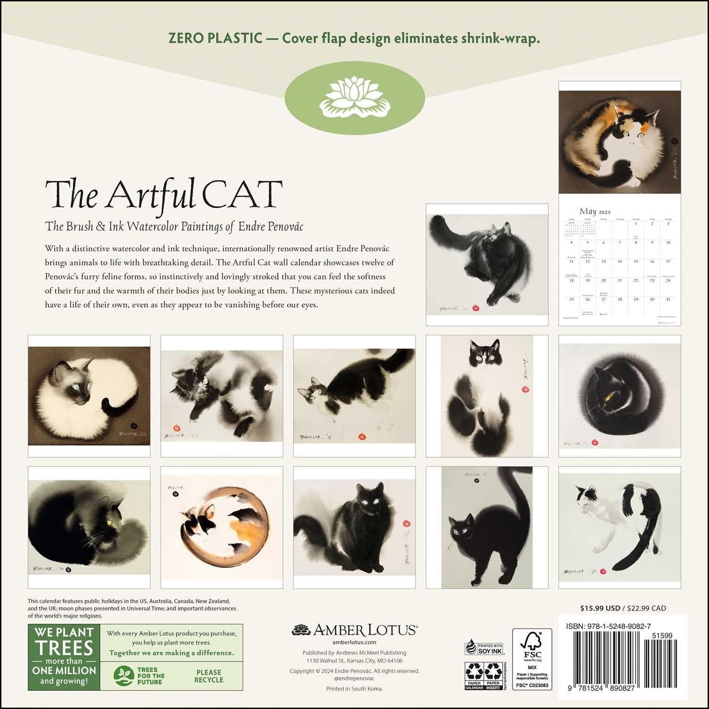 2025 The Artful Cat - Square Wall Calendar