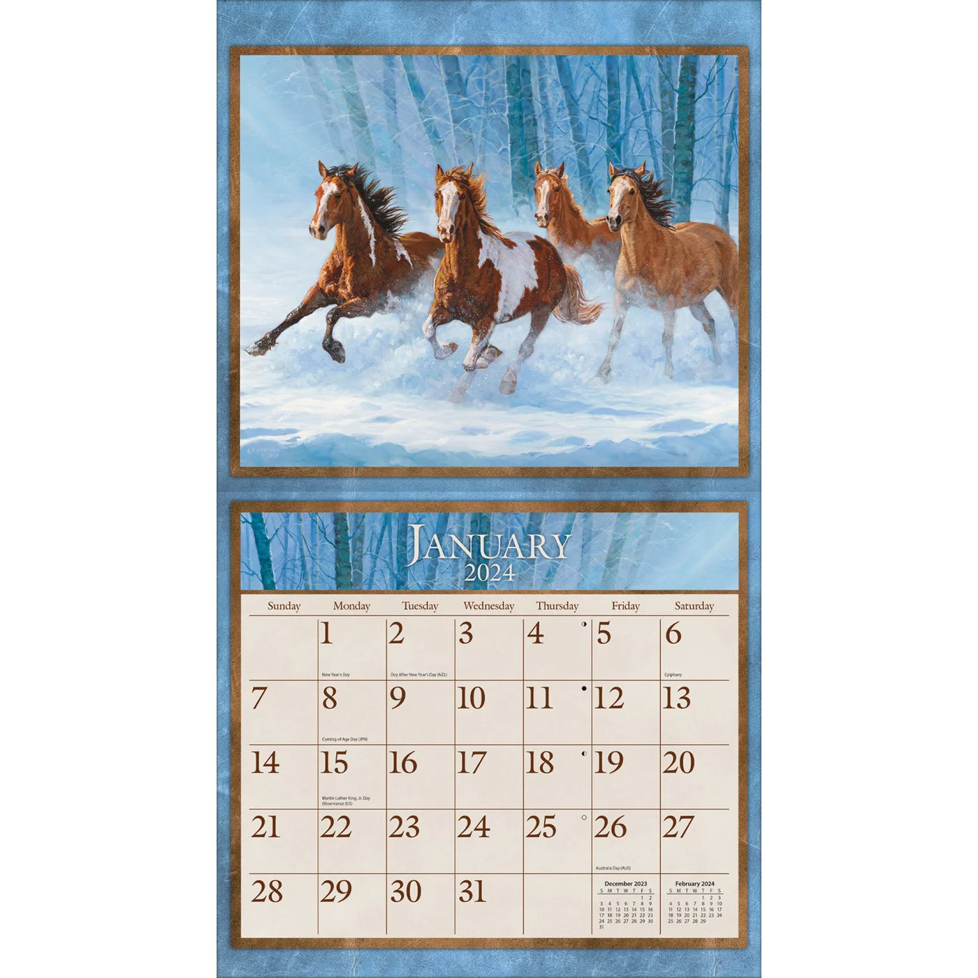 2024 LANG Horses In The Mist - Deluxe Wall Calendar