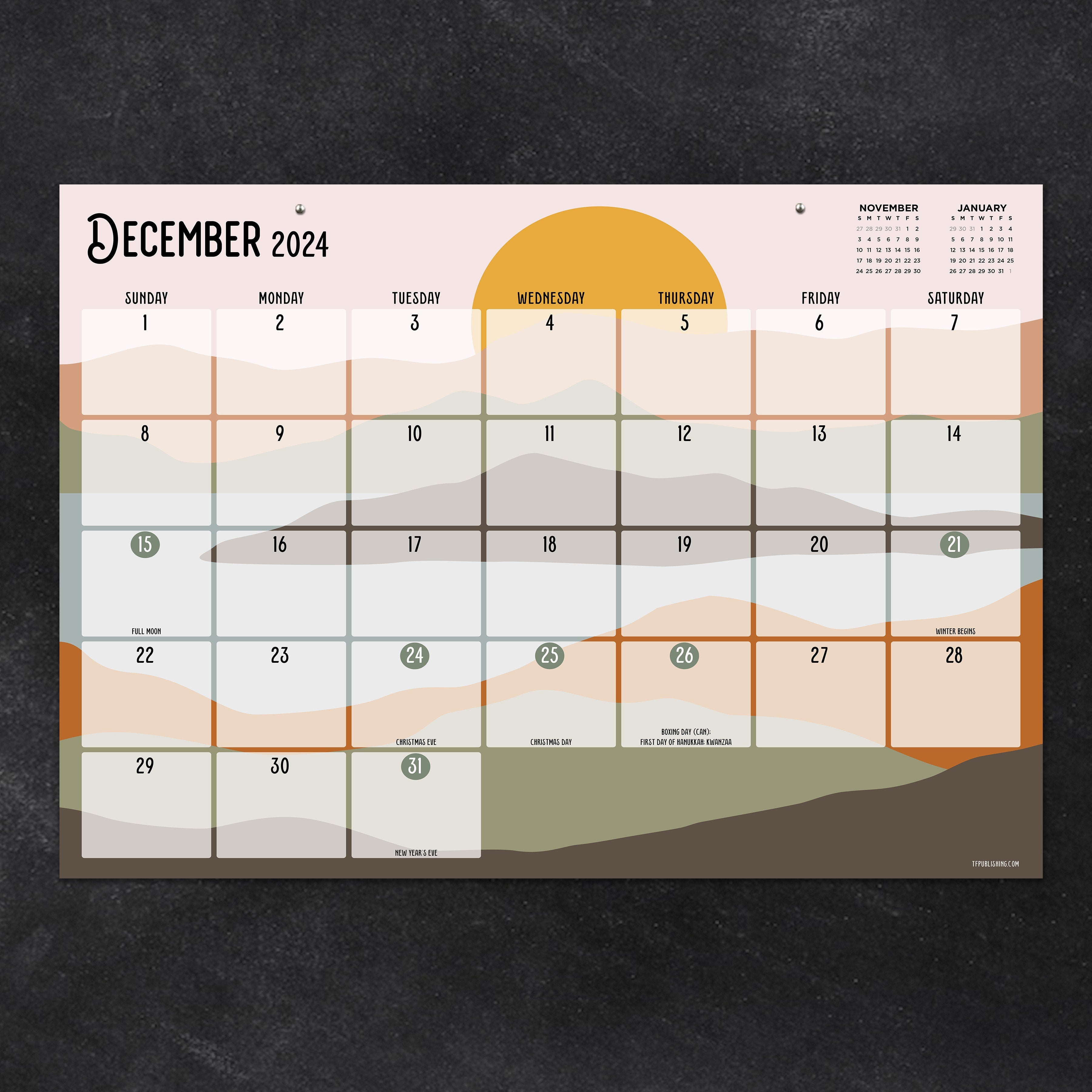 July 2024 - June 2025 Landscapes - Medium Monthly Desk Pad Blotter Academic Calendar