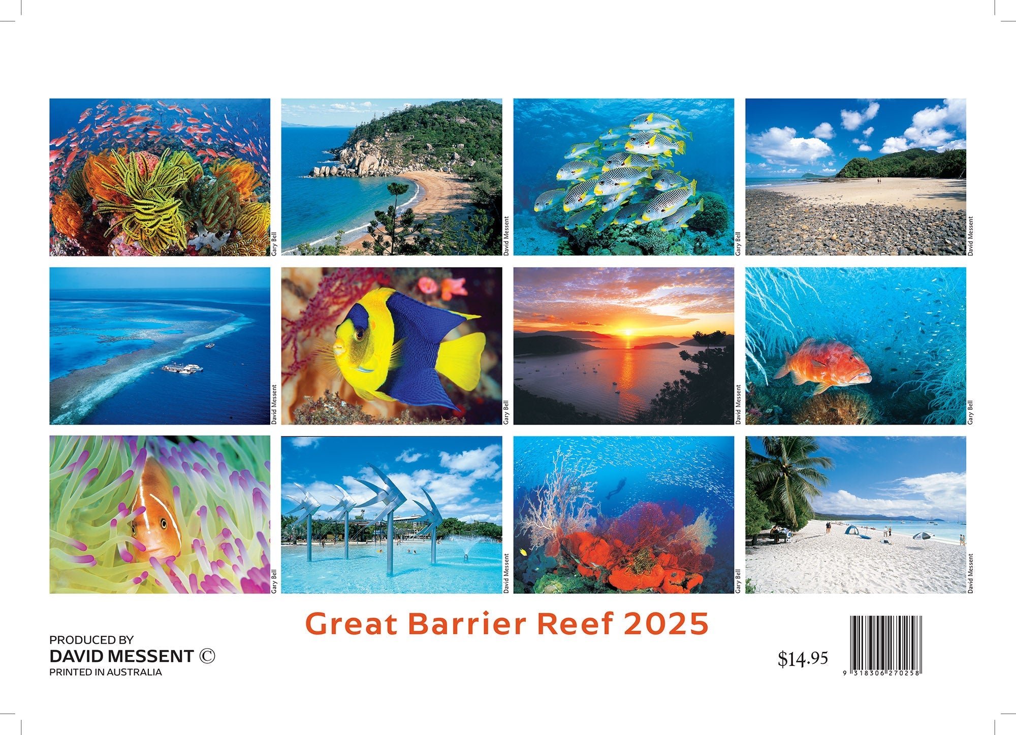 2025 Great Barrier Reef By David Messent - Horizontal Wall Calendar