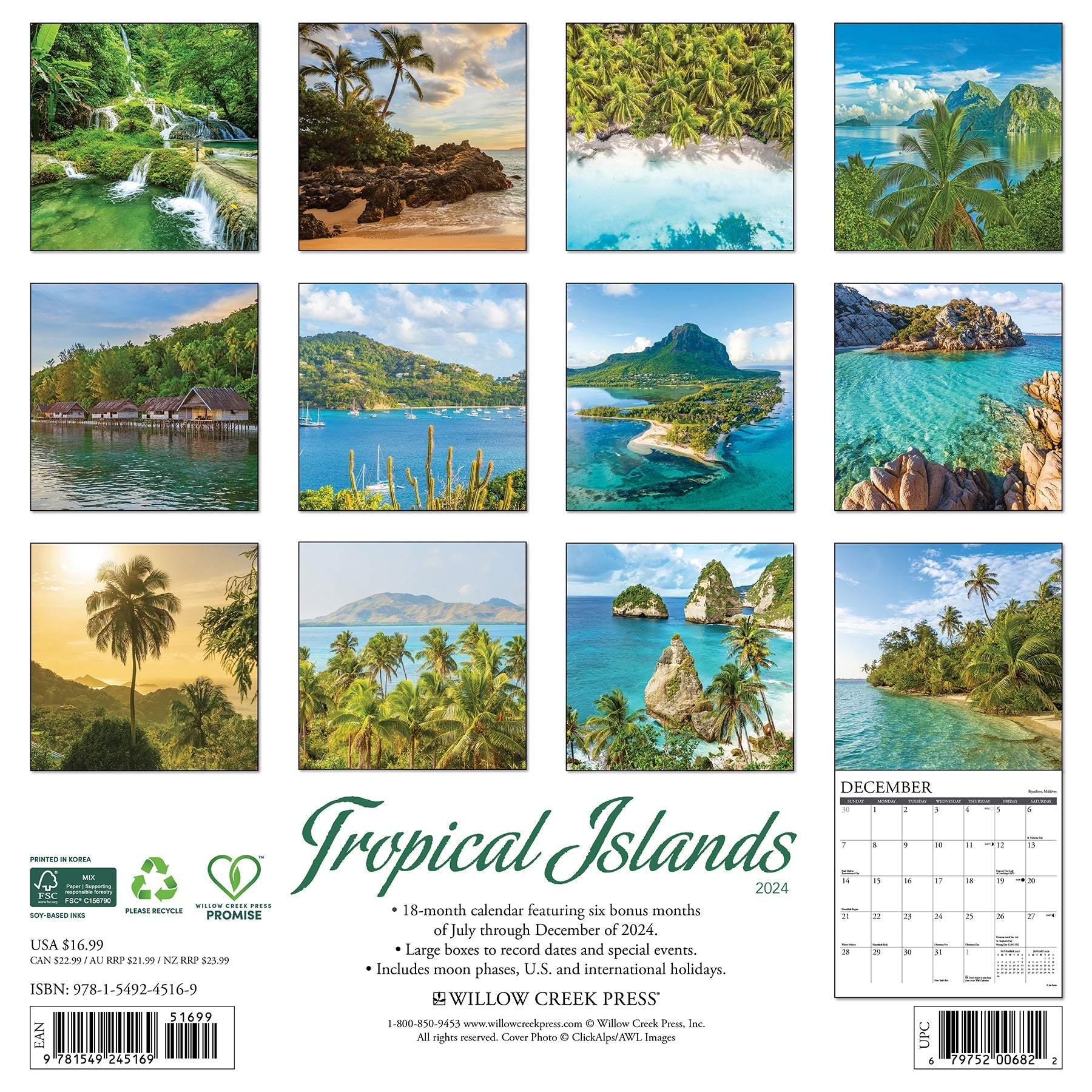 2025 Tropical Islands - Square Wall Calendar (US Only)