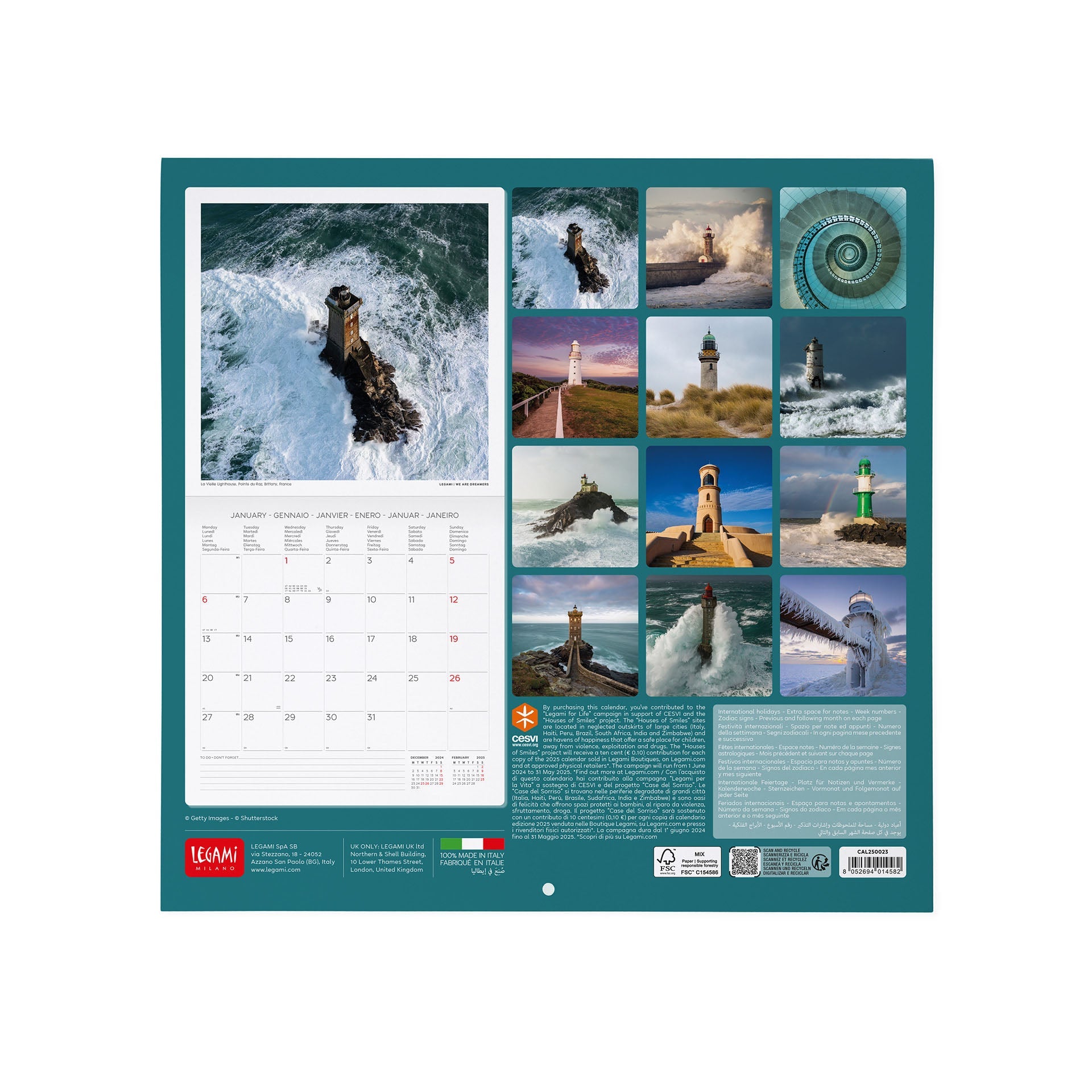 2025 Lighthouses Of The World - Square Wall Calendar