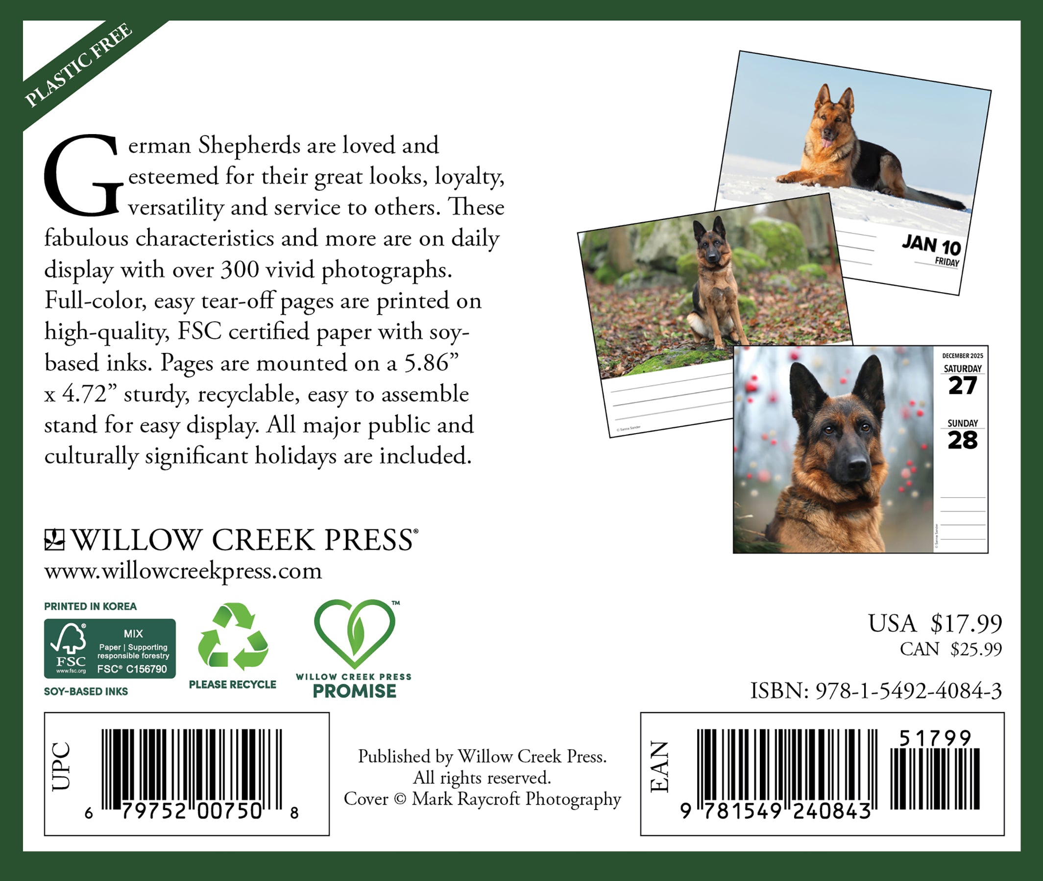 2025 German Shepherds - Daily Boxed Page-A-Day Calendar (US Only)