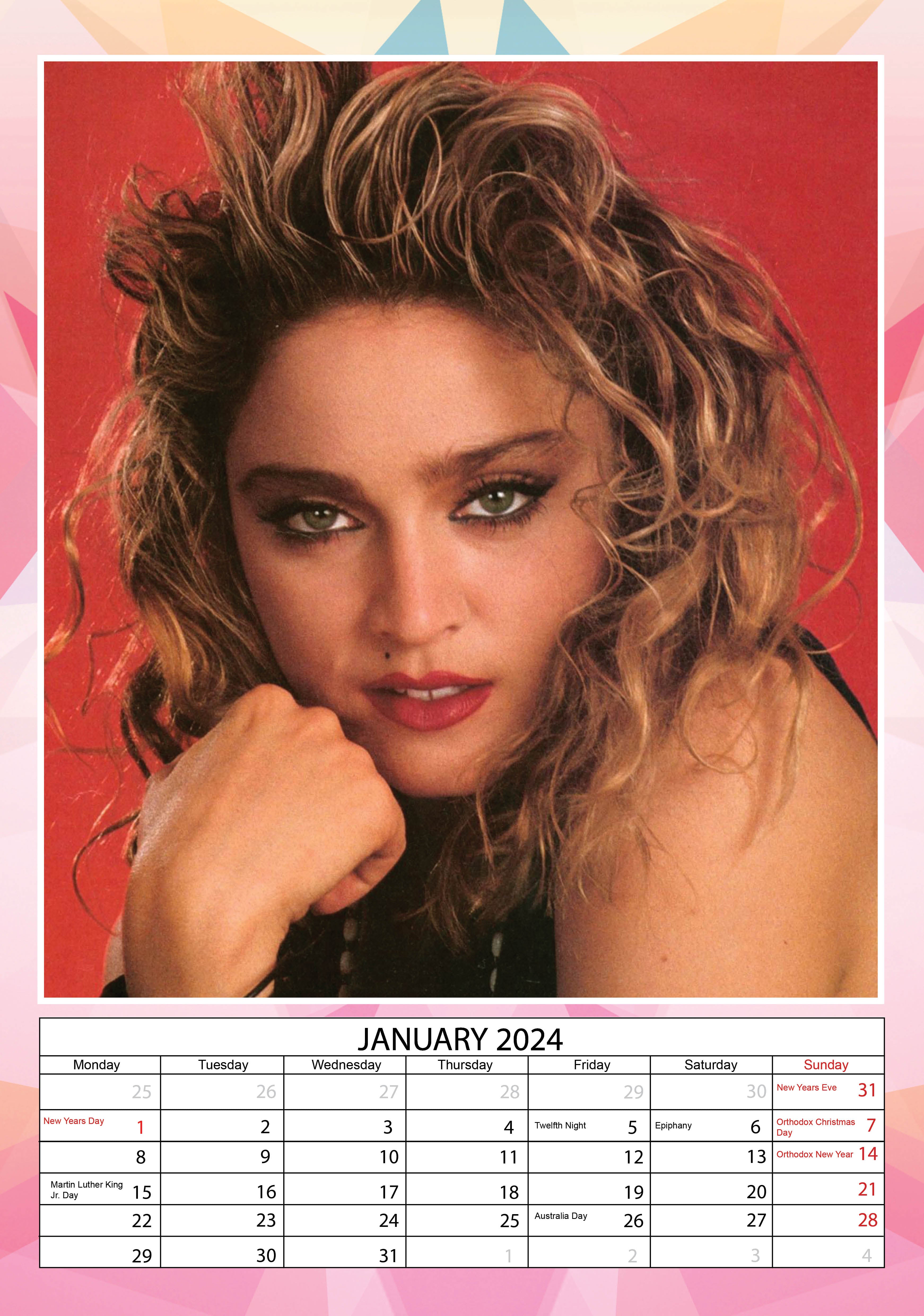 2024 Madonna A3 Wall Calendar Music Celebrities Calendars by Call