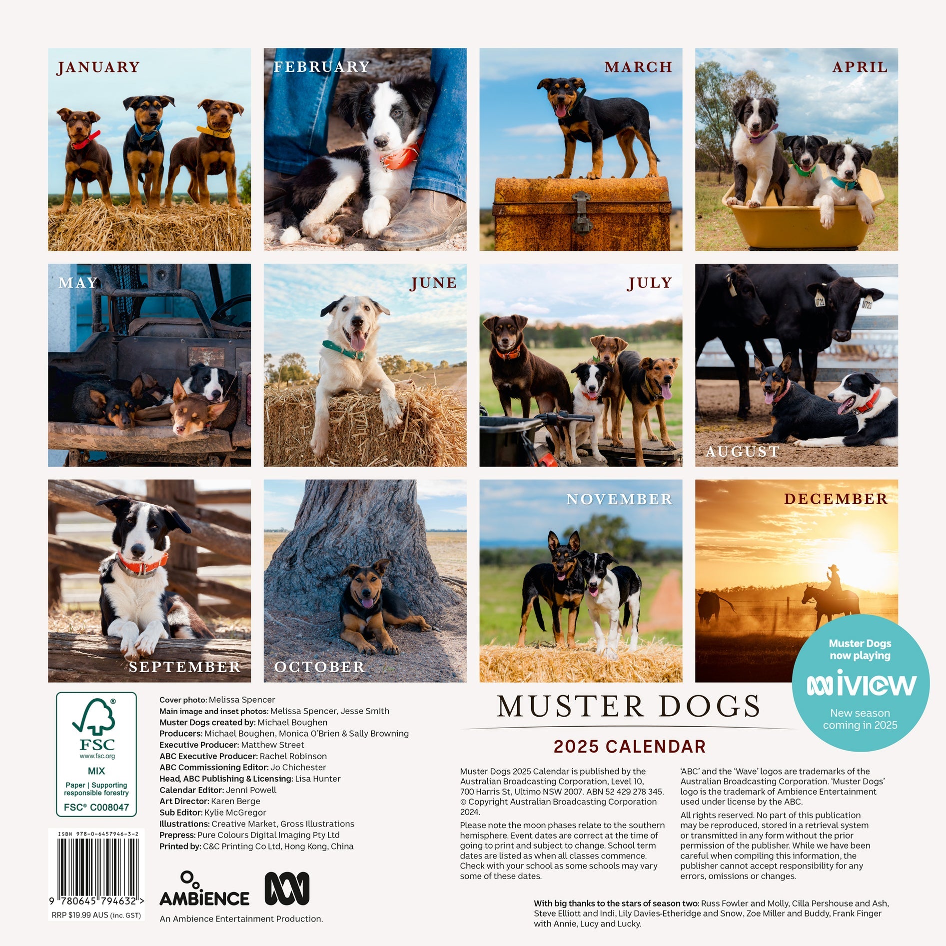 2025 Muster Dogs - Square Wall Calendar