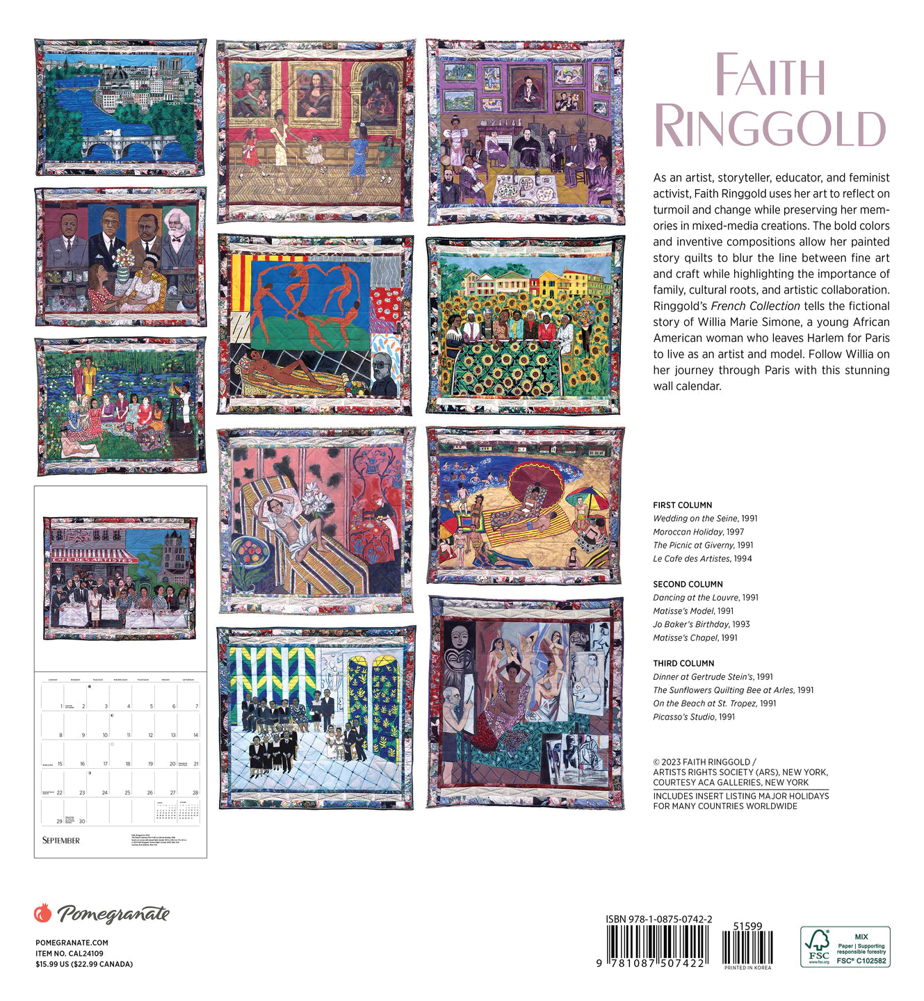 2024 Faith Ringgold - Square Wall Calendar  SOLD OUT