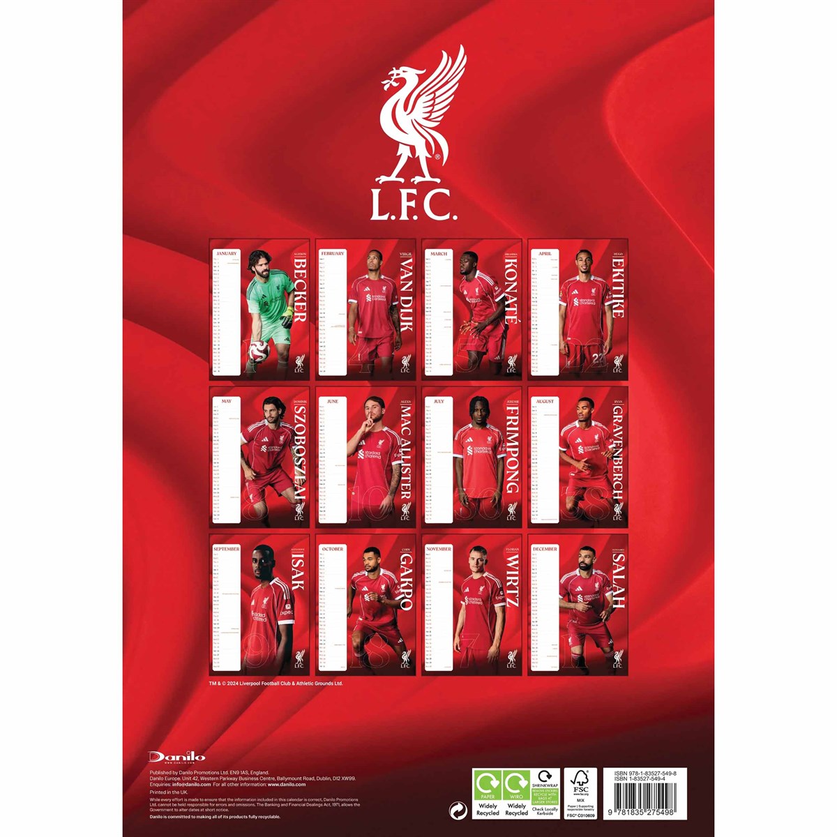 2026 Liverpool FC - A3 Wall Calendar