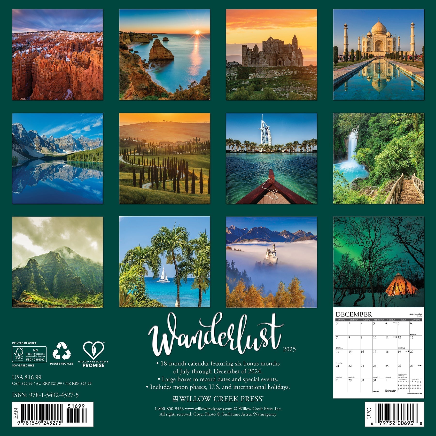 2025 Wanderlust - Square Wall Calendar (US Only)