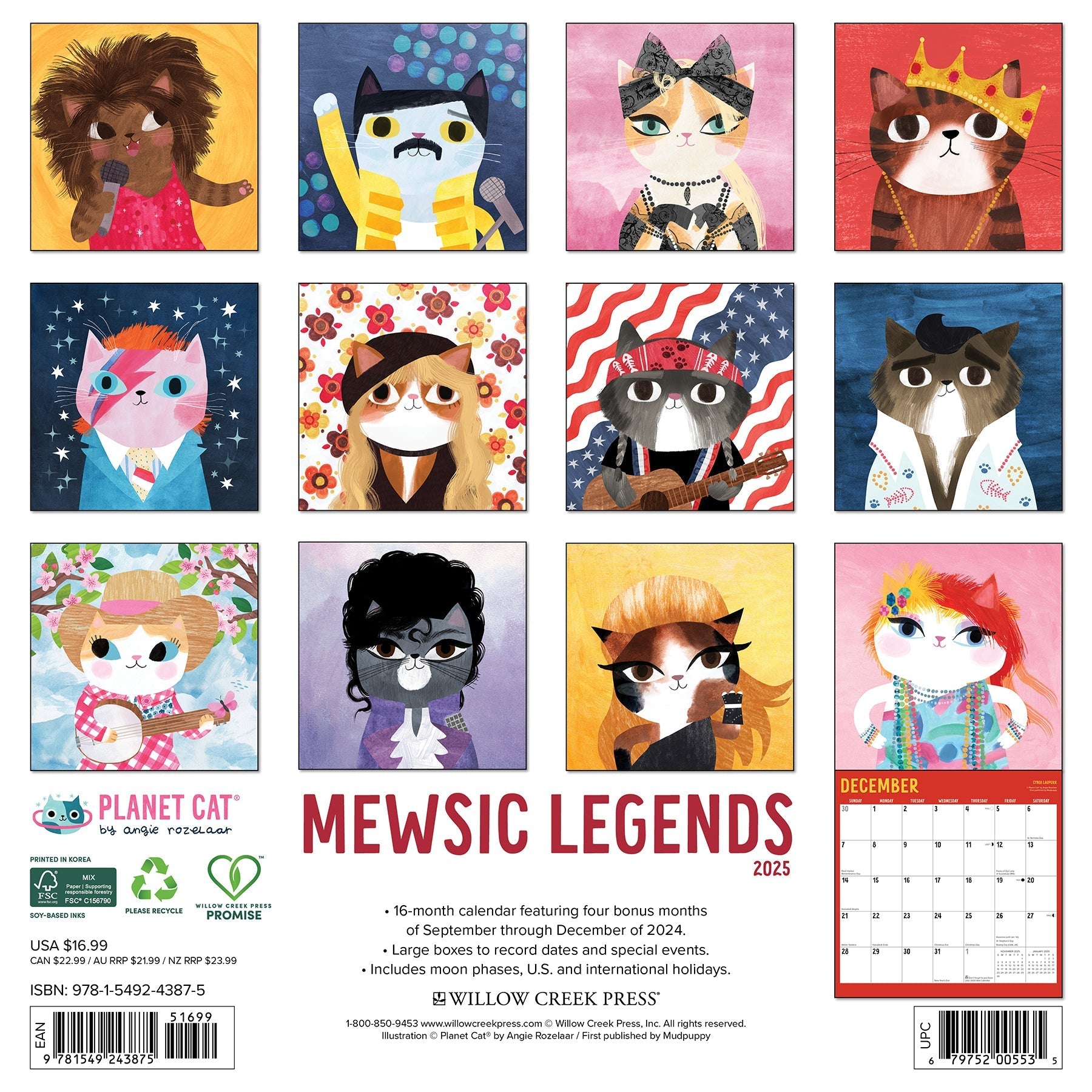 2025 Mewsic Legends - Square Wall Calendar (US Only)