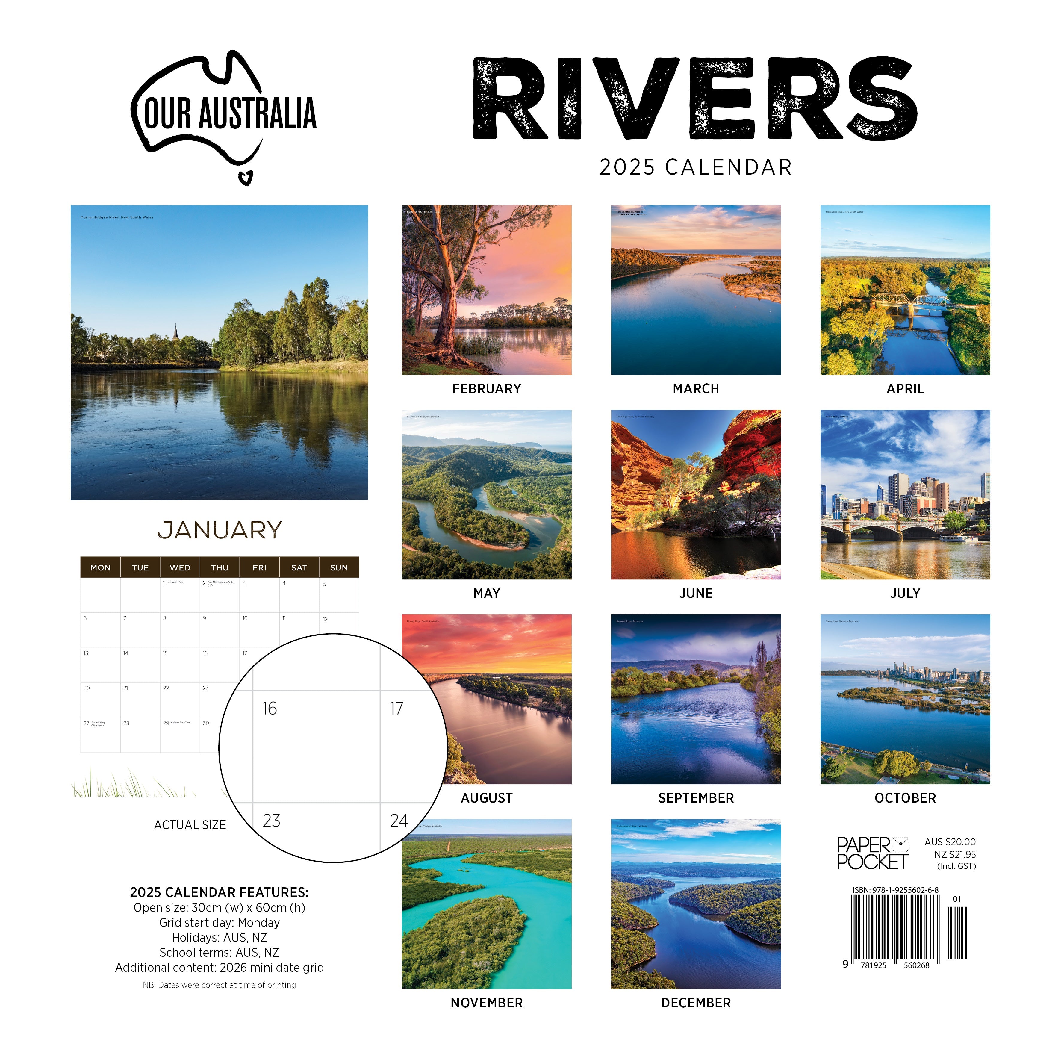 2025 Our Australia Rivers - Square Wall Calendar